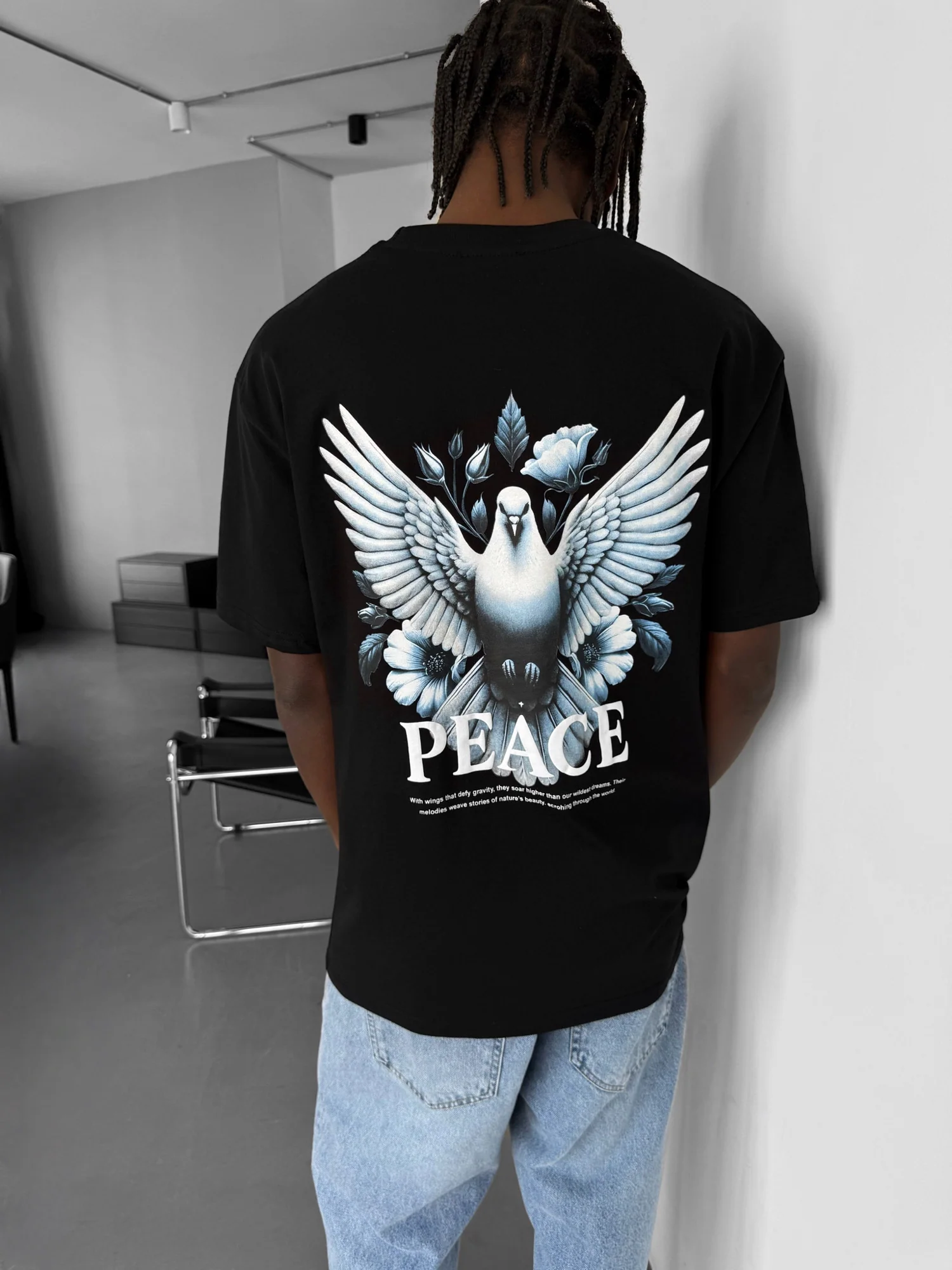 Oversize Peace T-Shirt - Black - Image 3