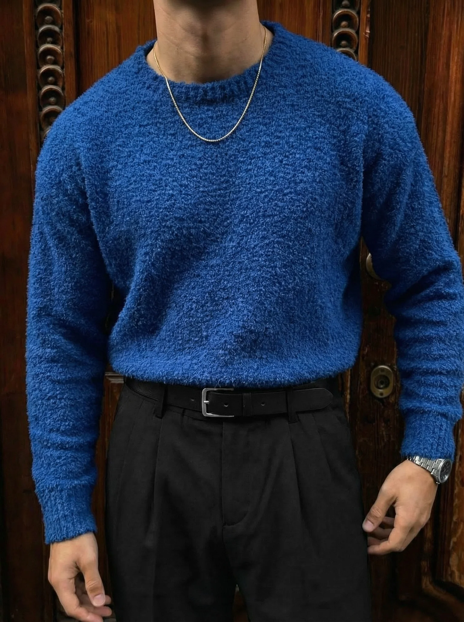 Oversize Plush Pullover - Captain Blue