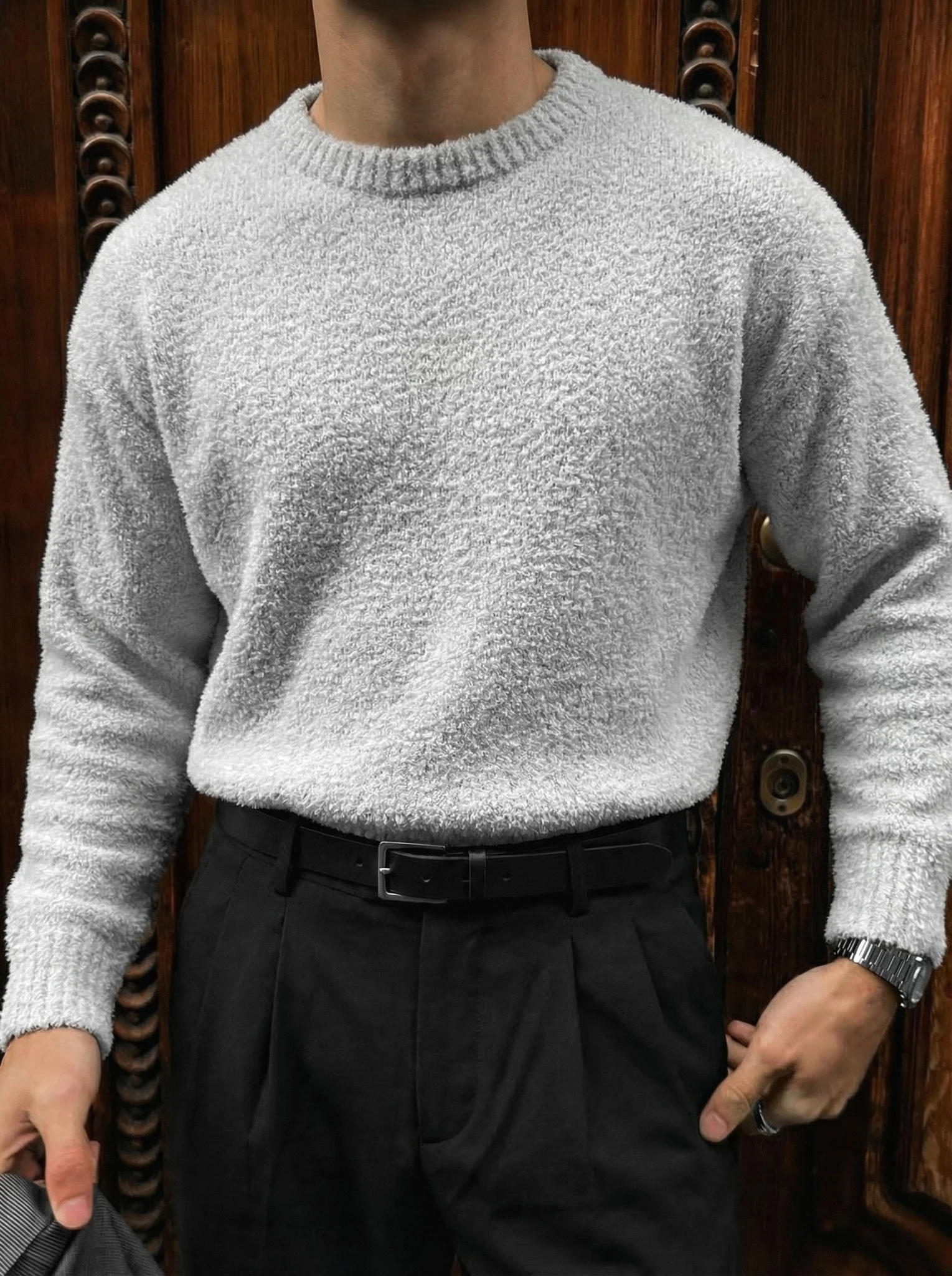 Oversize Plush Pullover - Grey
