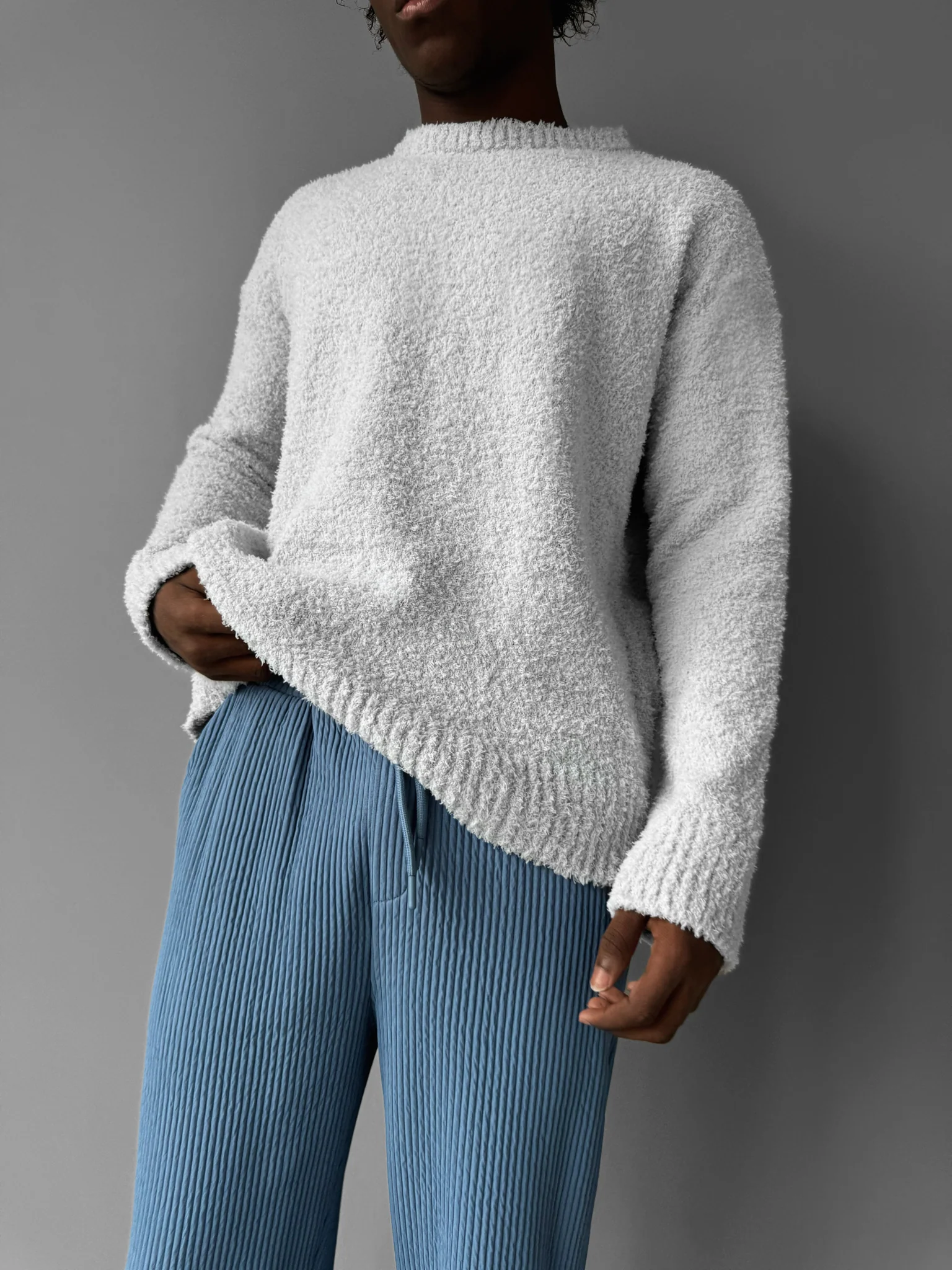 Oversize Plush Pullover - Grey - Image 2