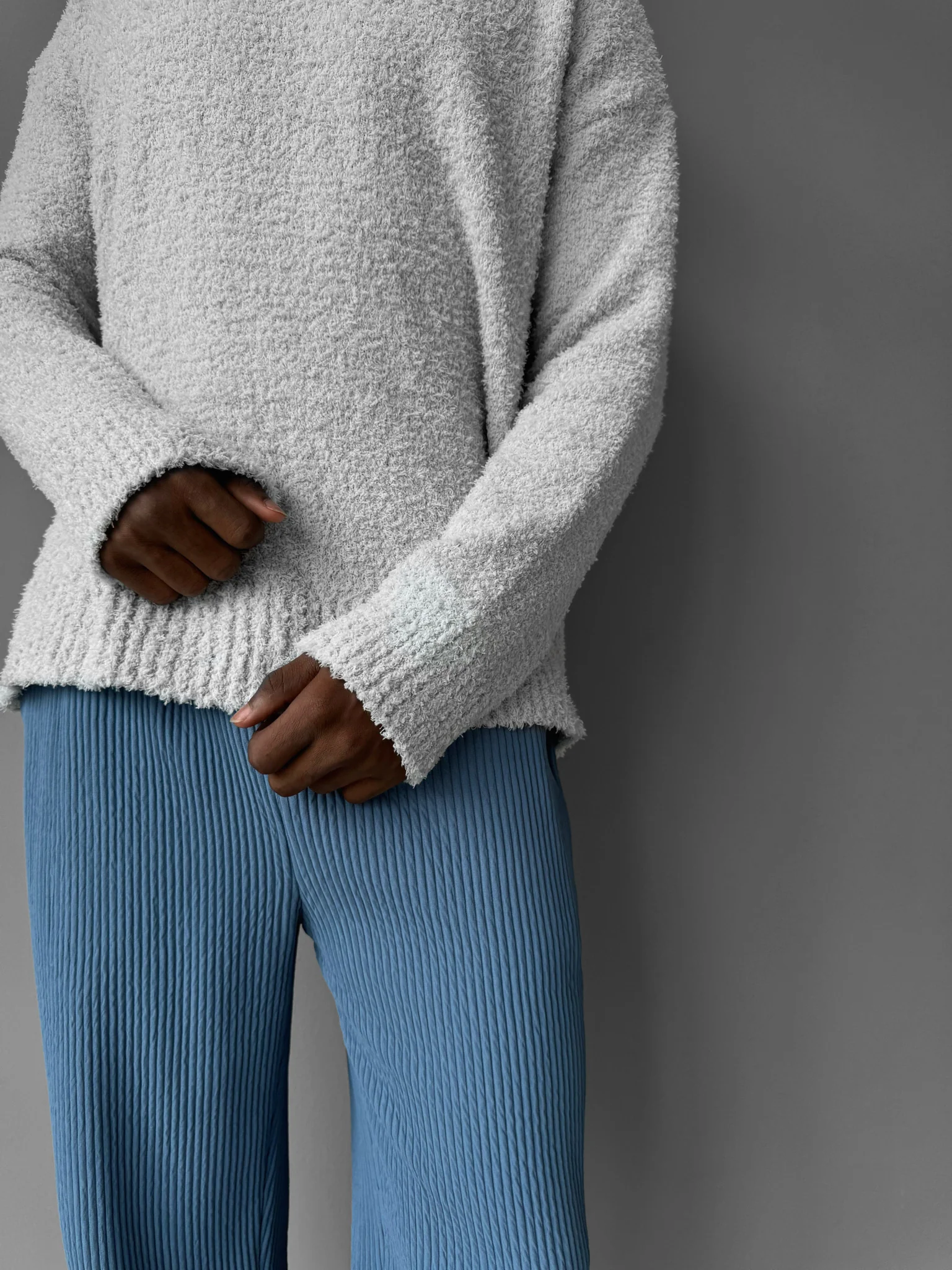 Oversize Plush Pullover - Grey - Image 3