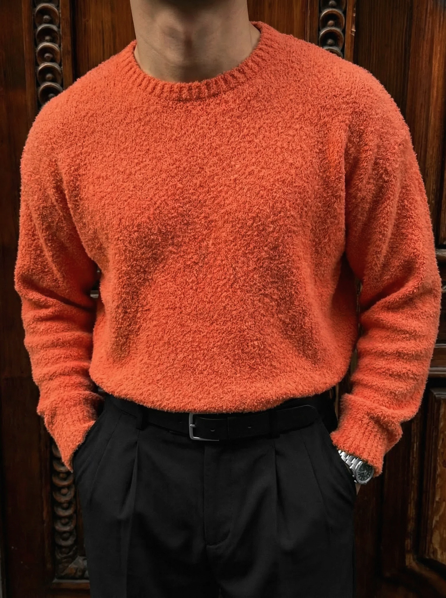 Oversize Plush Pullover - Orange