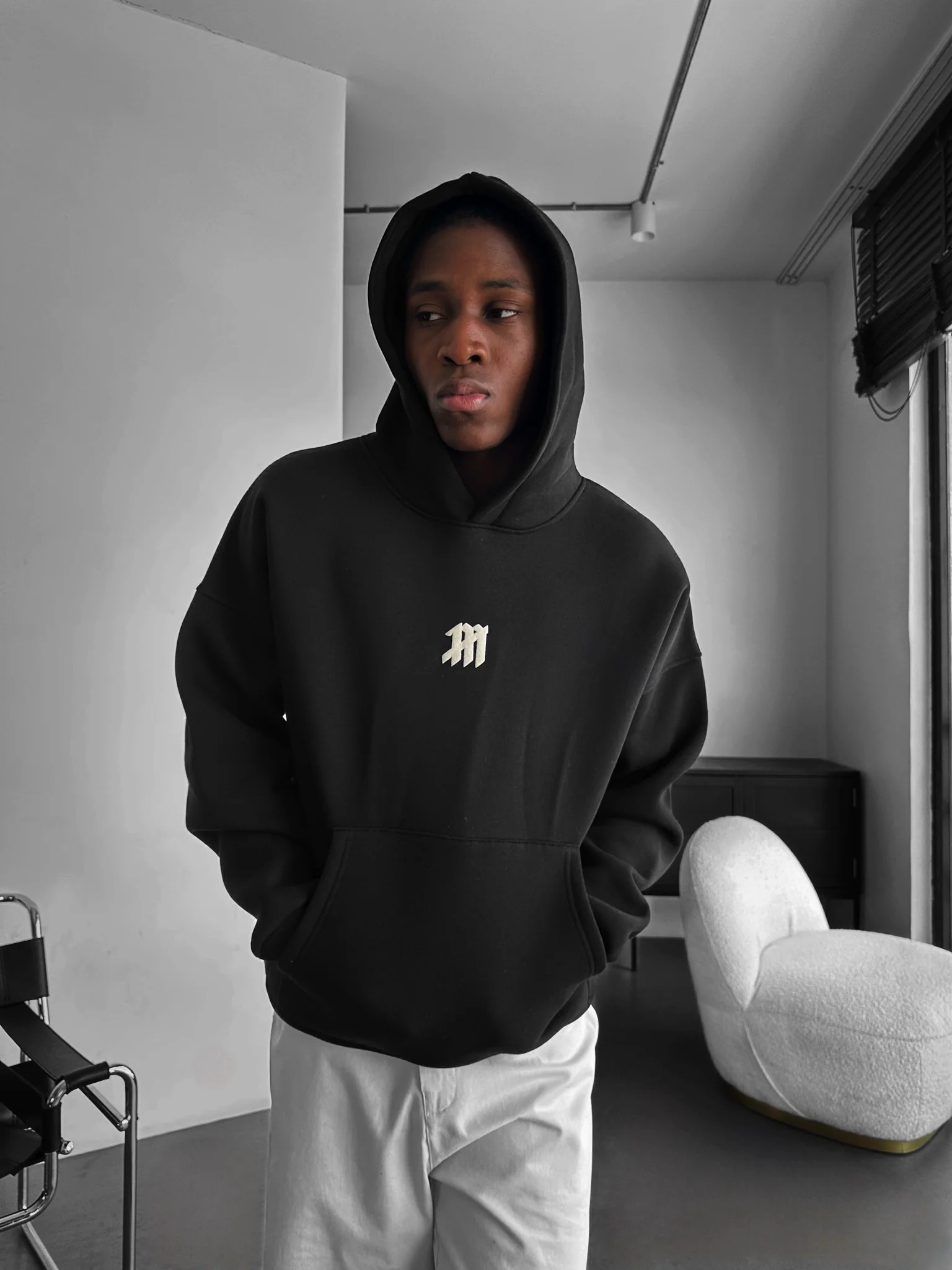 Oversize Popeye Hoodie - Black - Image 3