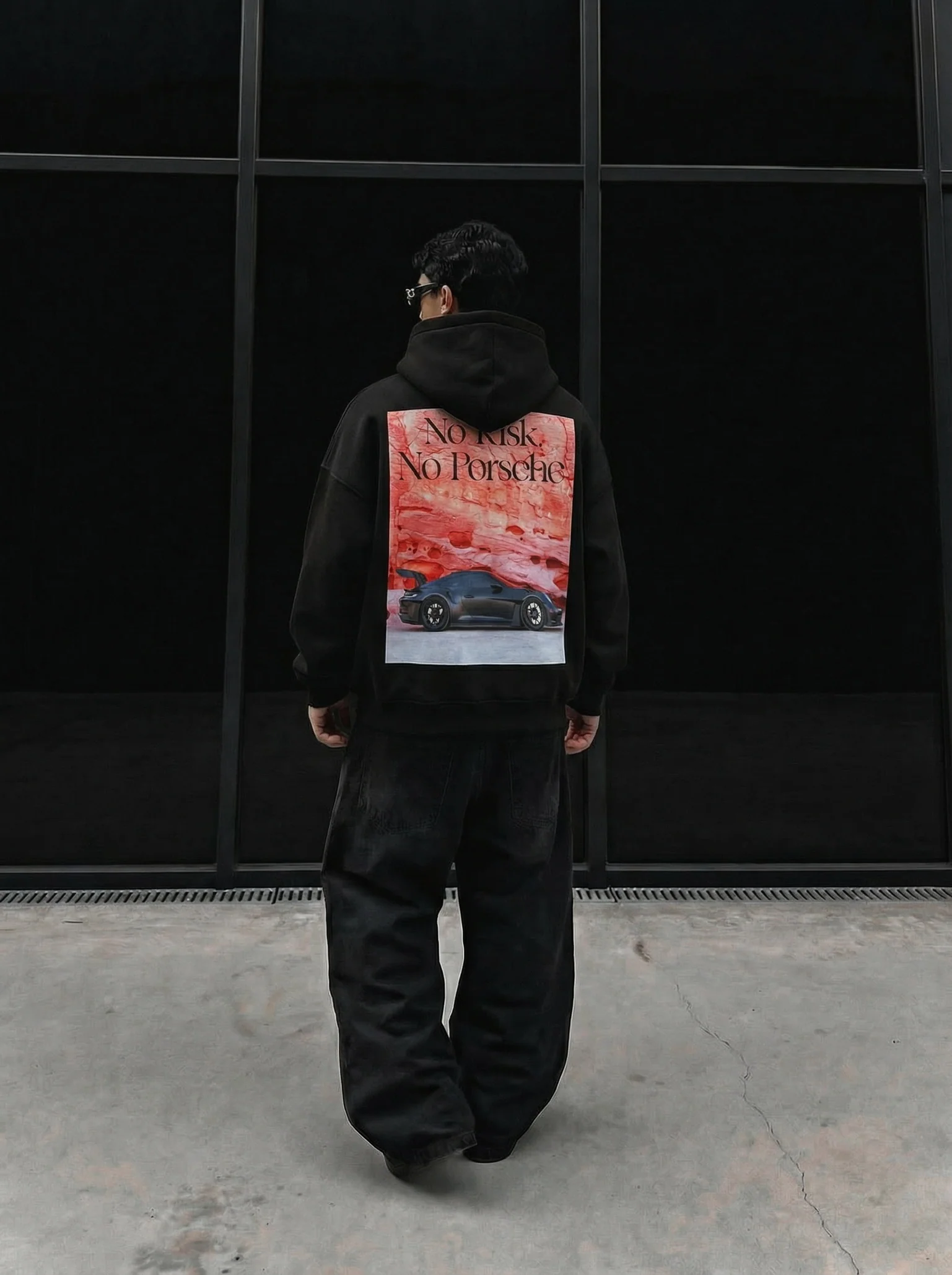 Oversize Porsche Hoodie - Black
