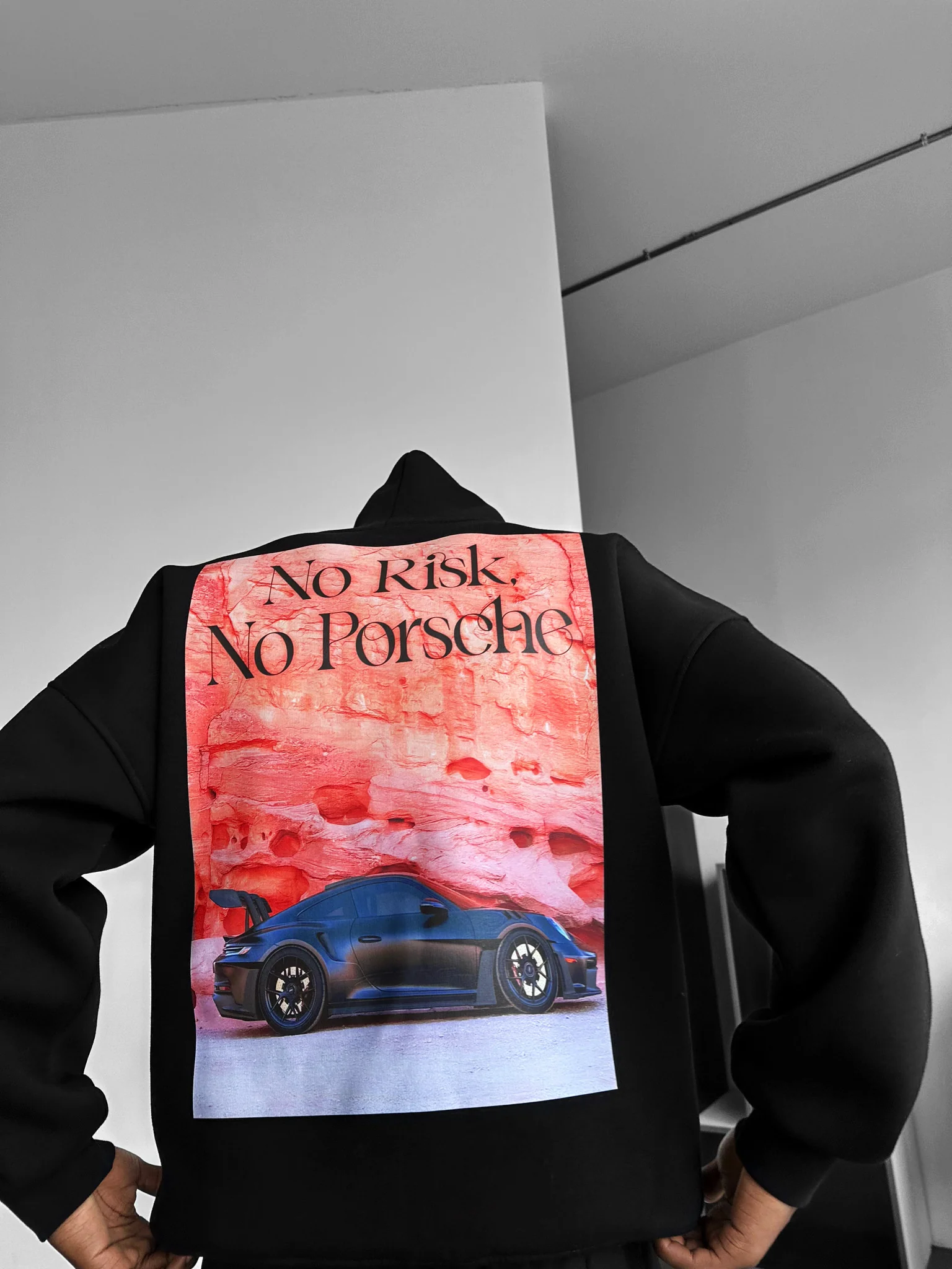 Oversize Porsche Hoodie - Black - Image 6
