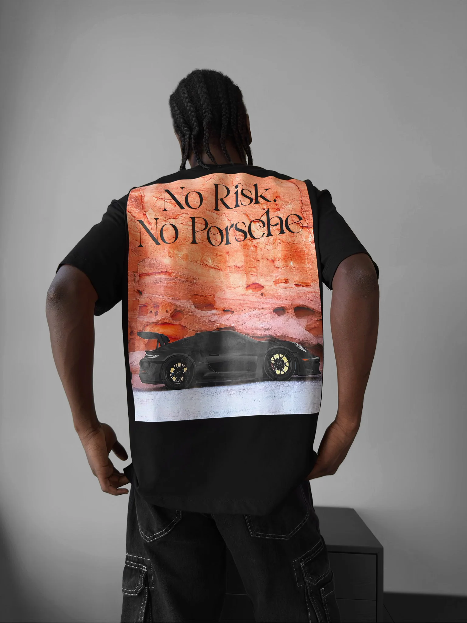 Oversize Porsche T-Shirt - Black - Image 2