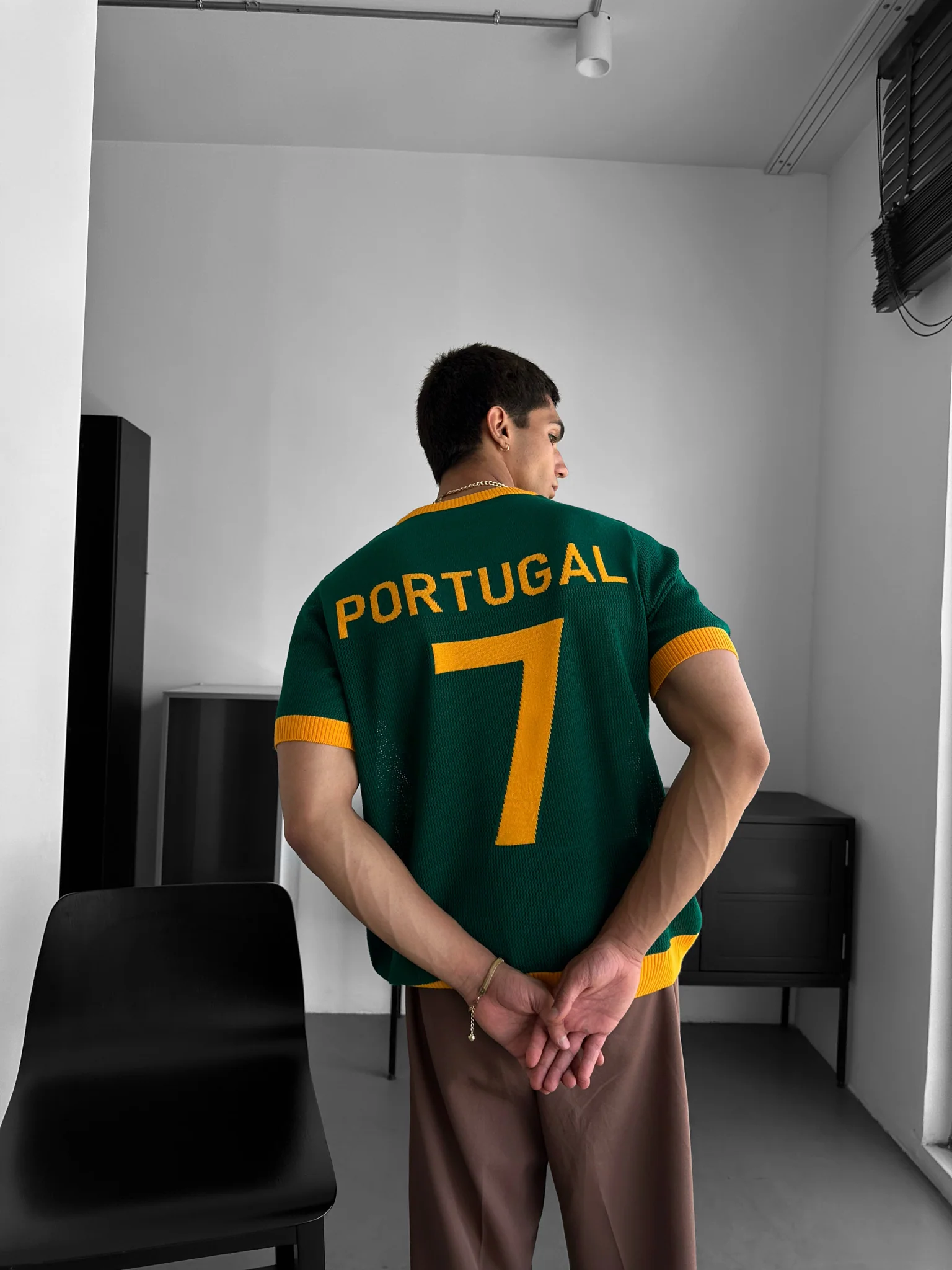 Oversize Portugal Knit T-shirt - Green - Image 2