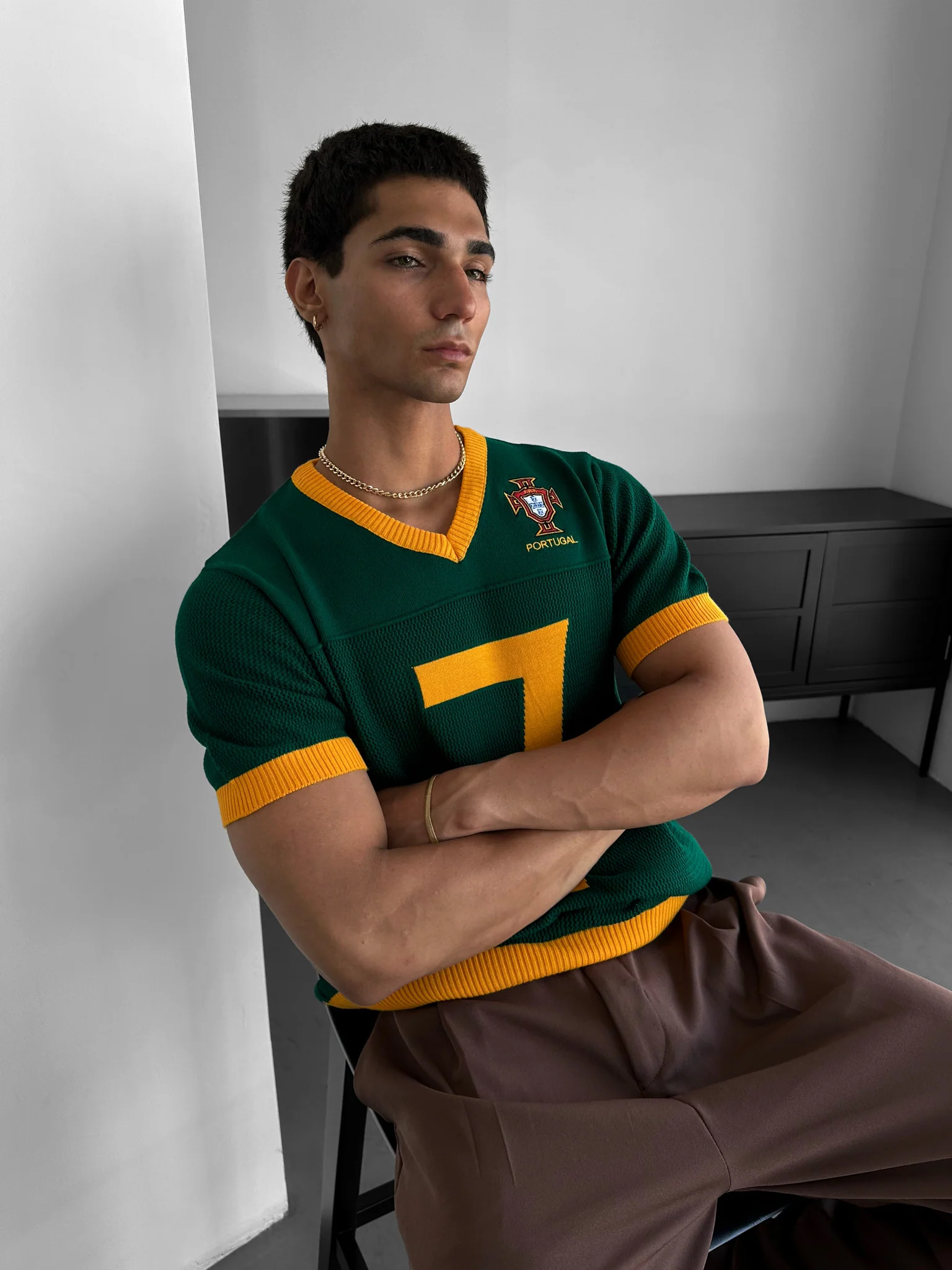 Oversize Portugal Knit T-shirt - Green - Image 3