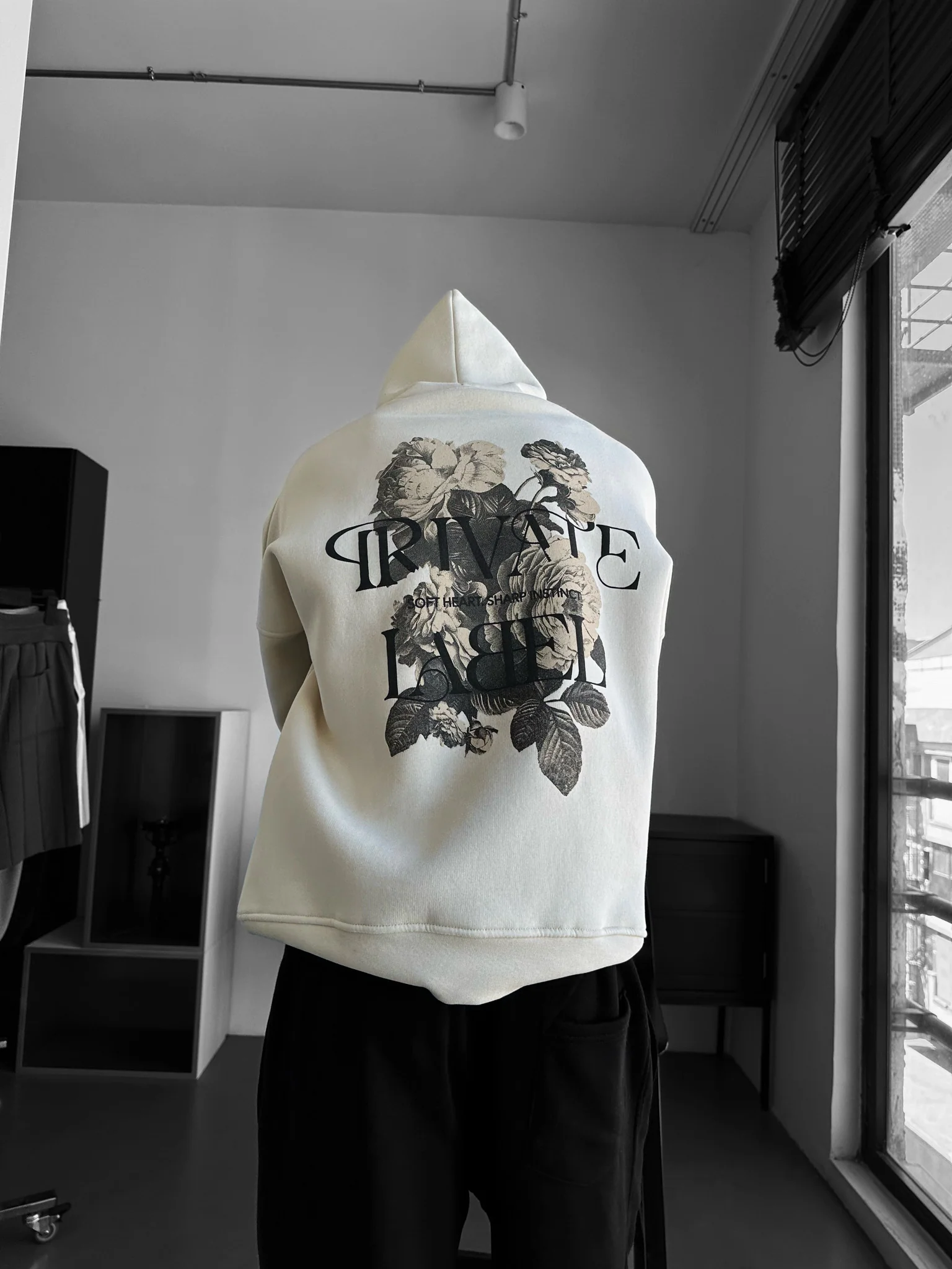 Oversize Private Label Hoodie - Beige - Image 2