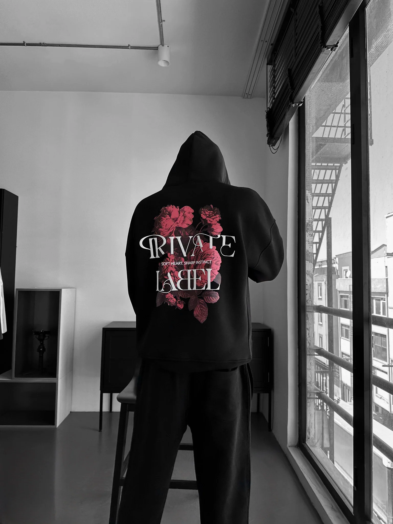 Oversize Private Label Hoodie - Black - Image 4