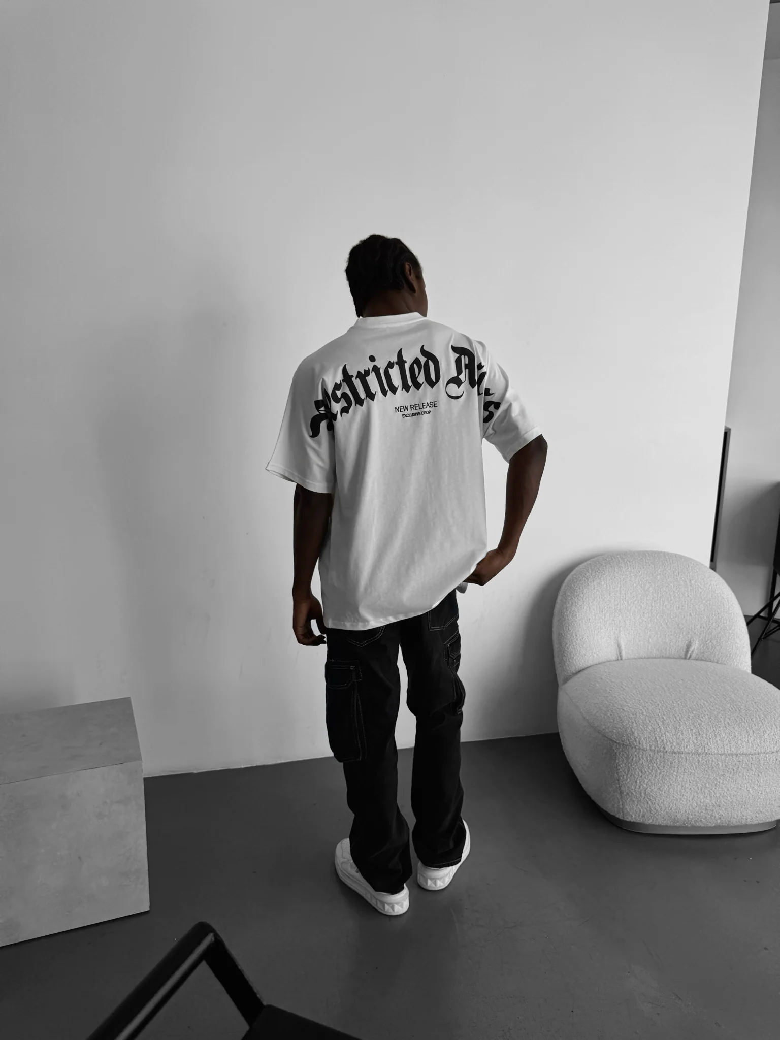 Oversize 'Restricted Access' T-Shirt - Ecru - Image 5