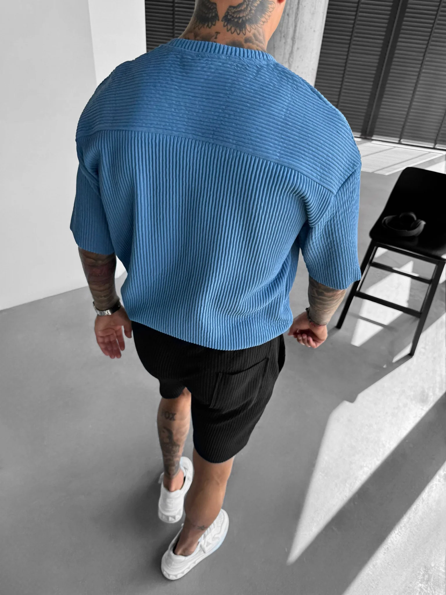 Oversize Ribbed T-Shirt - Coronet Blue - Image 4
