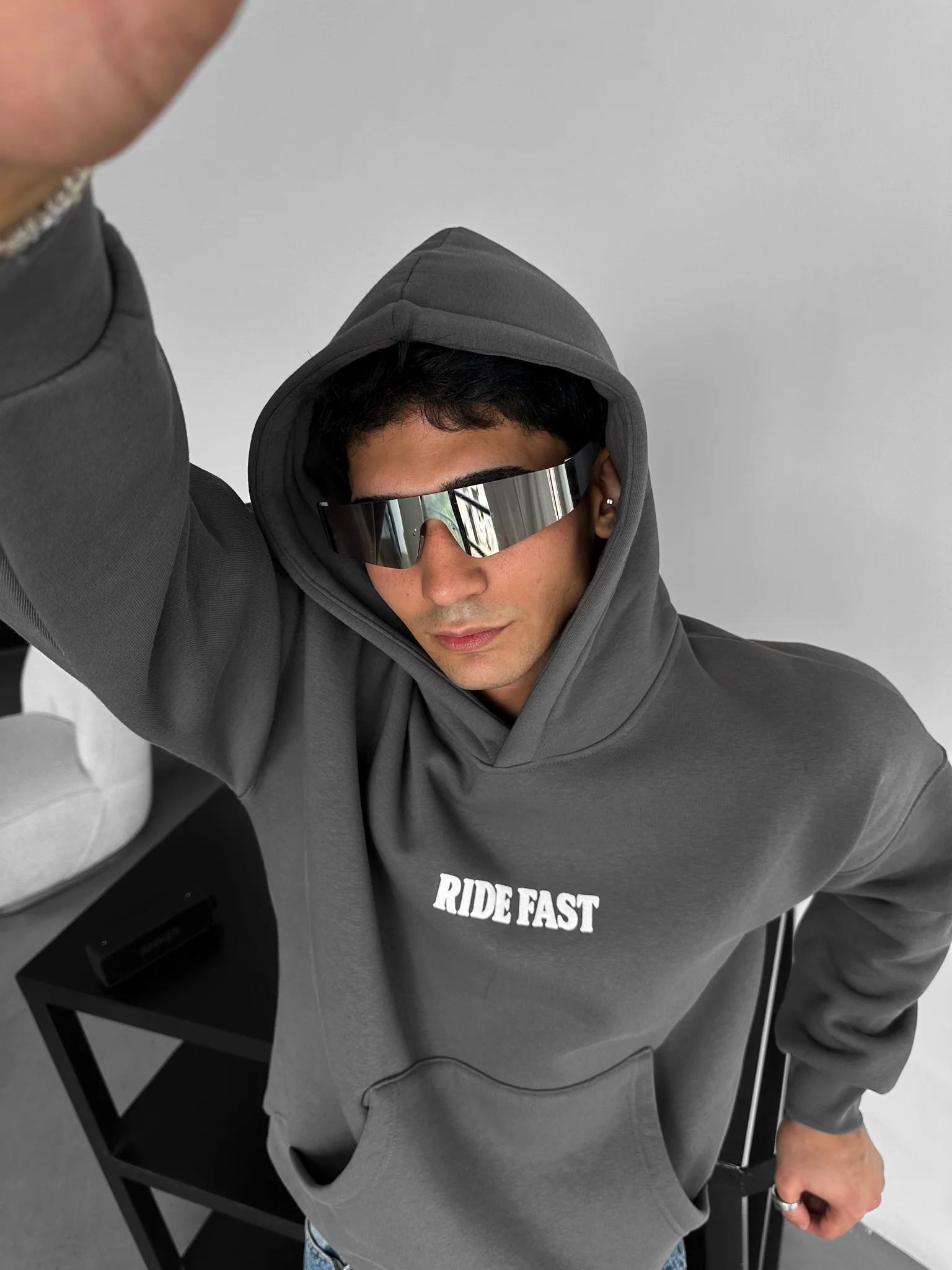 Oversize Ride Fast Hoodie - Anthracite - Image 3
