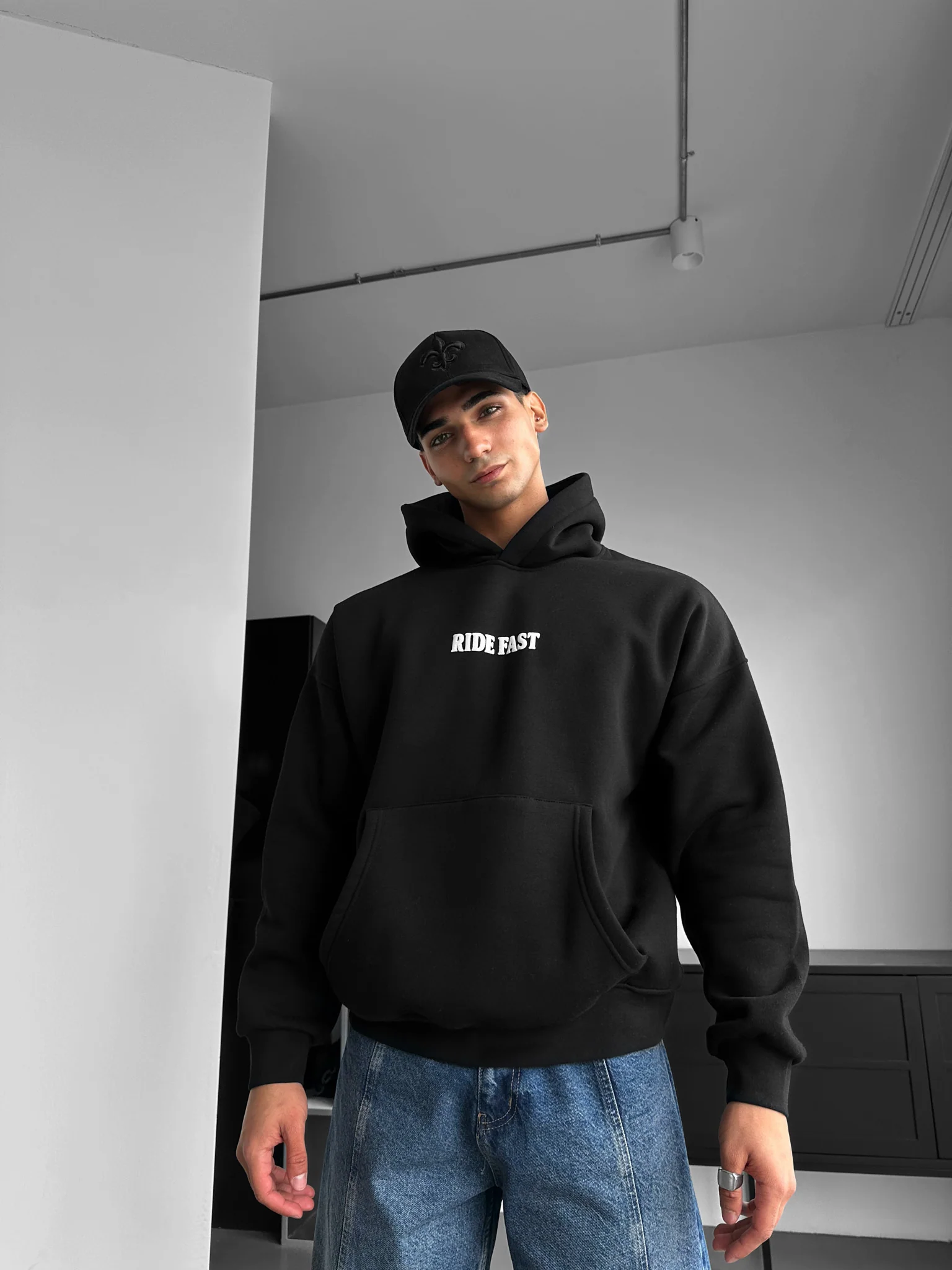 Oversize Ride Fast Hoodie - Black - Image 4