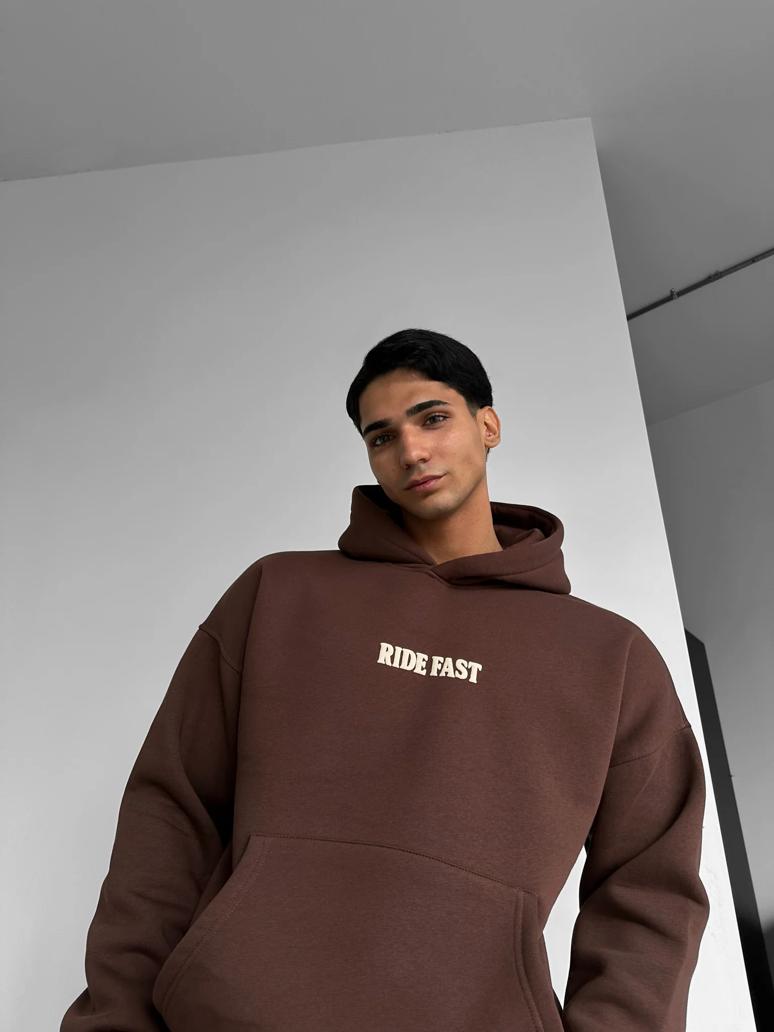 Oversize Ride Fast Hoodie - Brown - Image 4