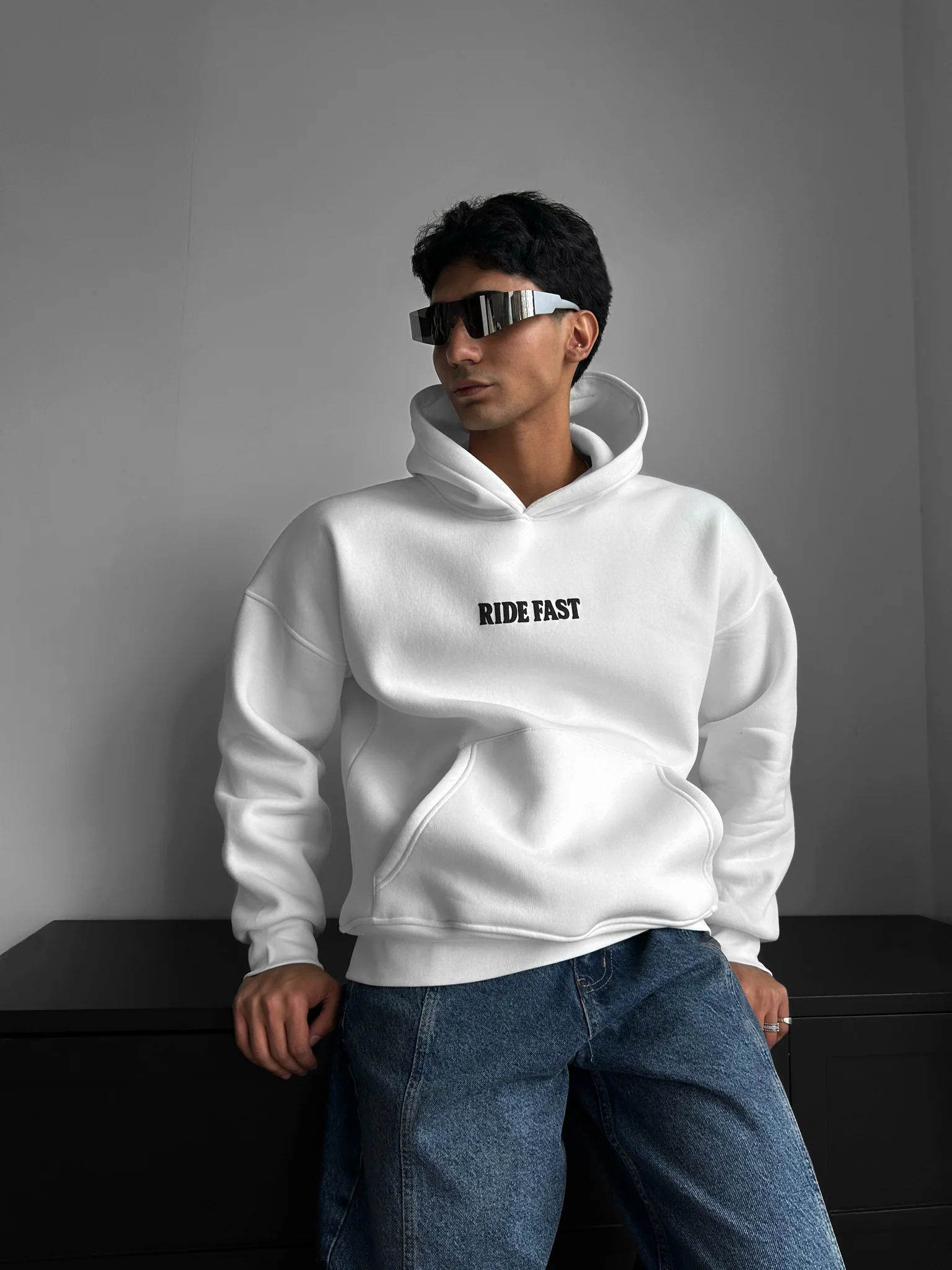 Oversize Ride Fast Hoodie - Ecru - Image 5