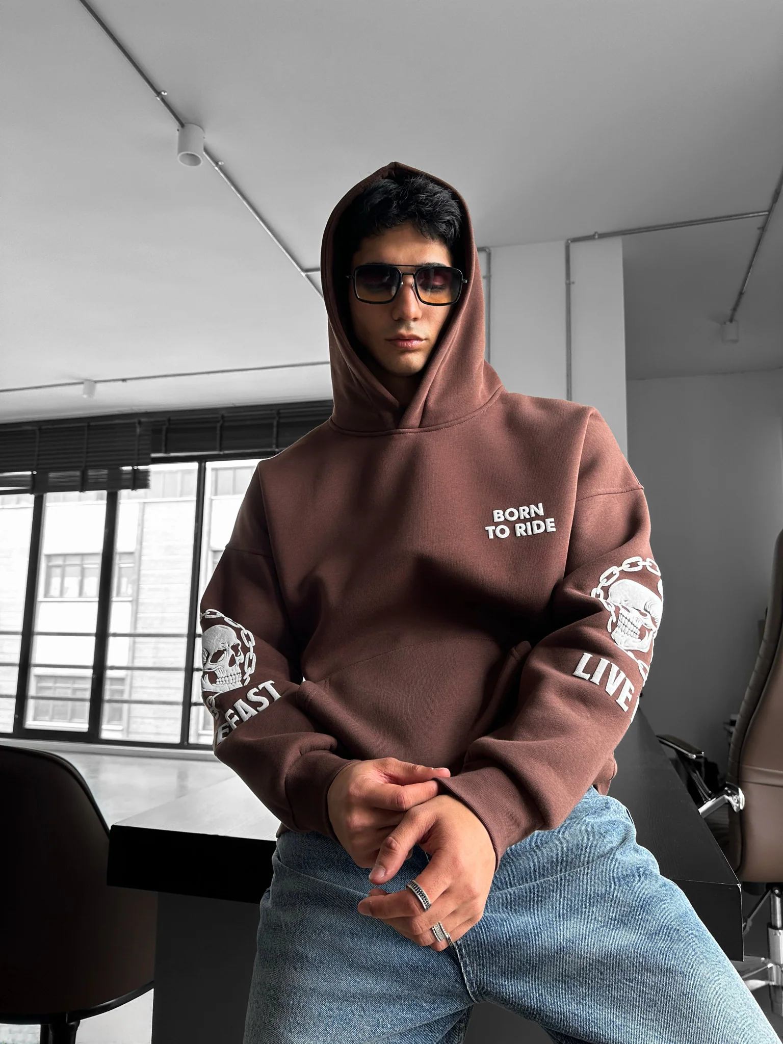 Oversize Ride to Survive Hoodie - Brown - Image 4