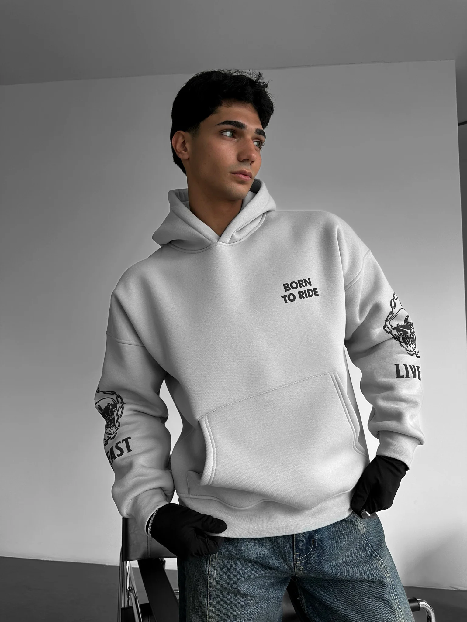 Oversize Ride to Survive Hoodie - Grey - Image 5