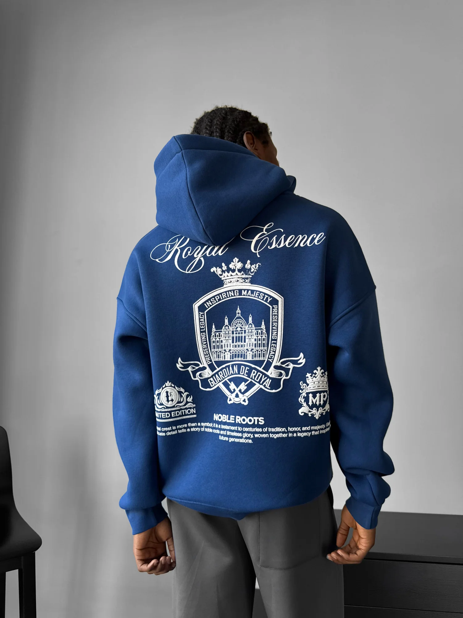 Oversize 'Royal Essence' Hoodie - Navy Peony - Image 2