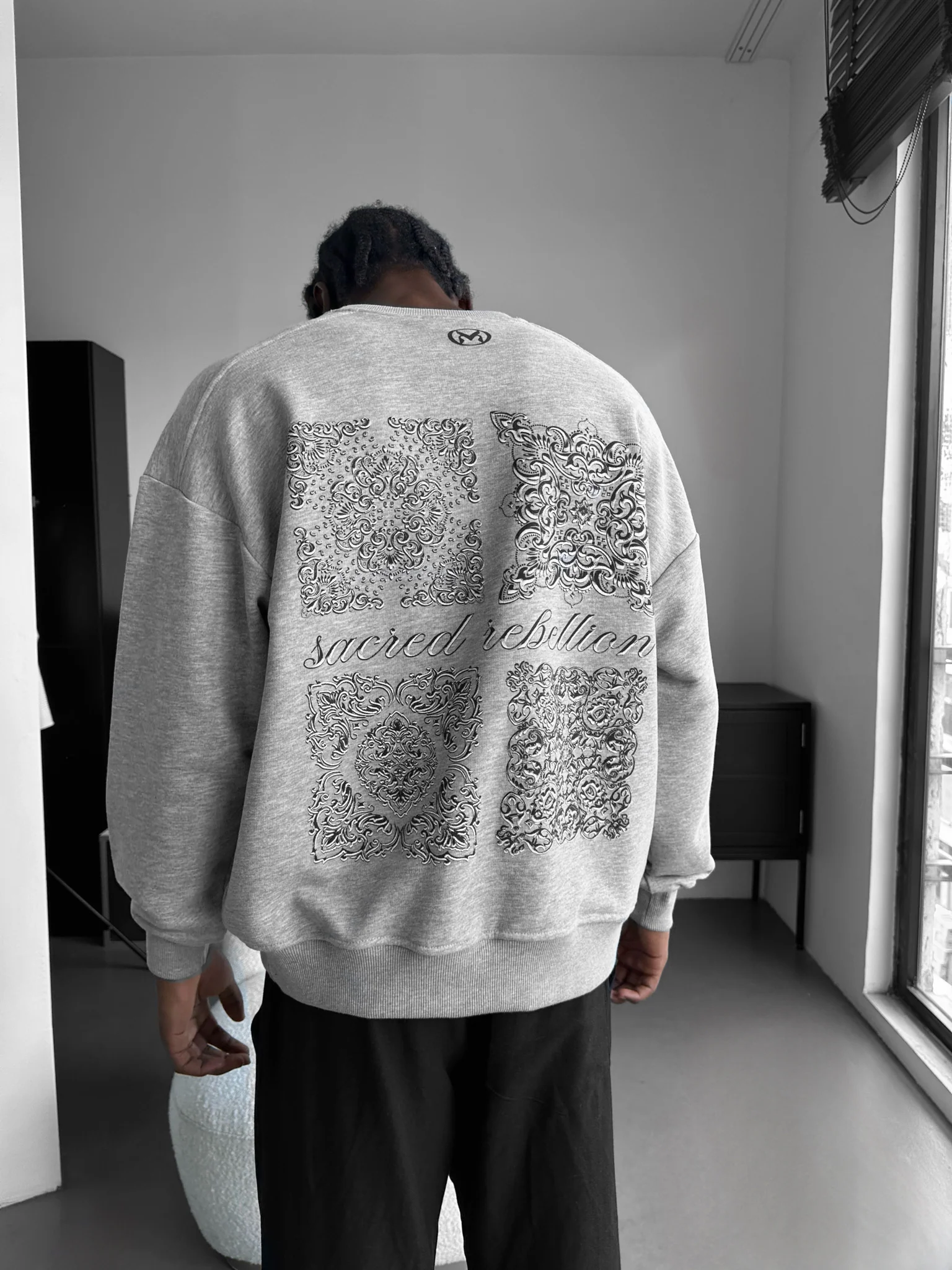 Oversize Sacred Rebellion Sweater - Grey Melange