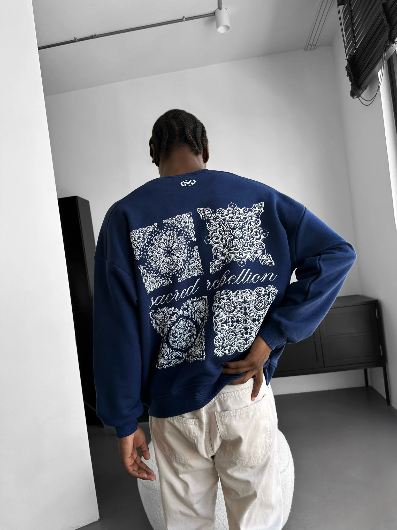 Oversize Sacred Rebellion Sweater - Navy Blue