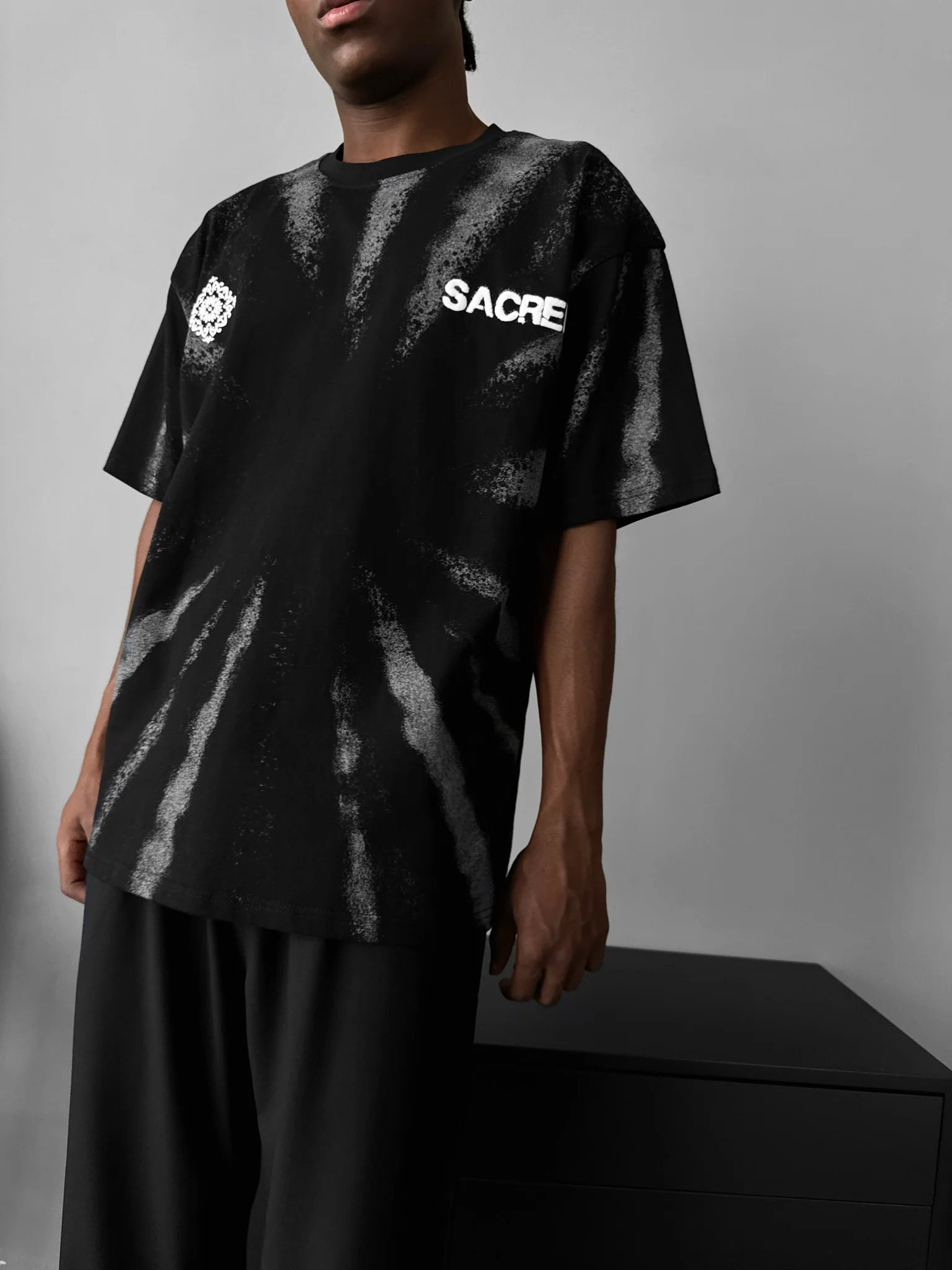 Oversize 'Sacred' T-Shirt - Black - Image 3