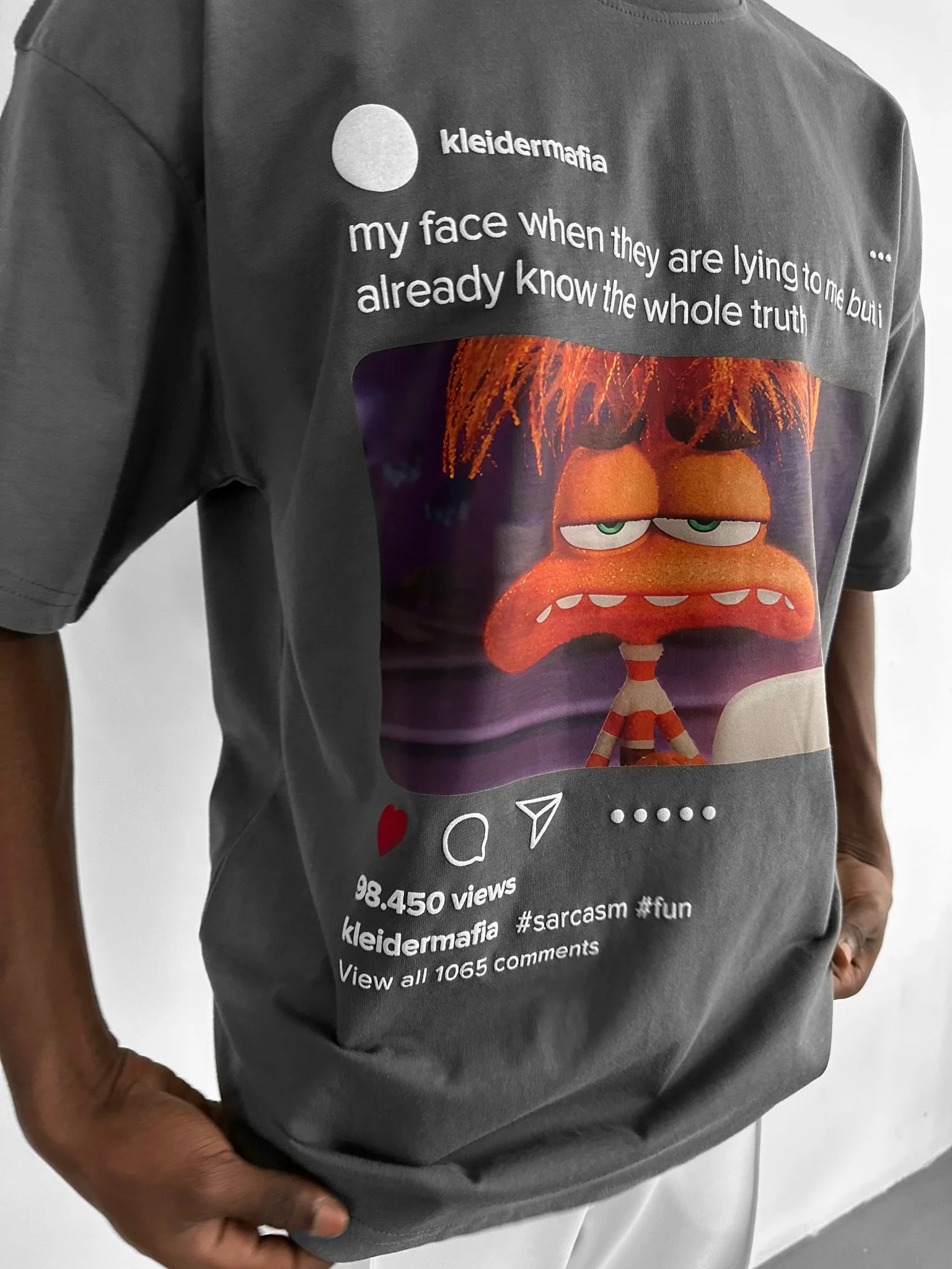 Oversize Sarcasm Post T-Shirt - Anthracite