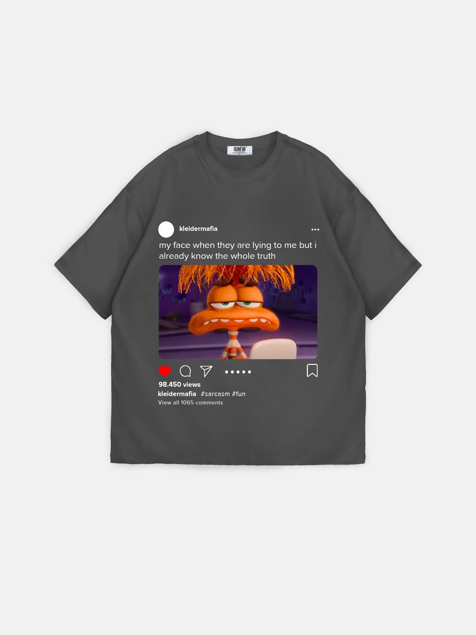 Oversize Sarcasm Post T-Shirt - Anthracite - Image 3