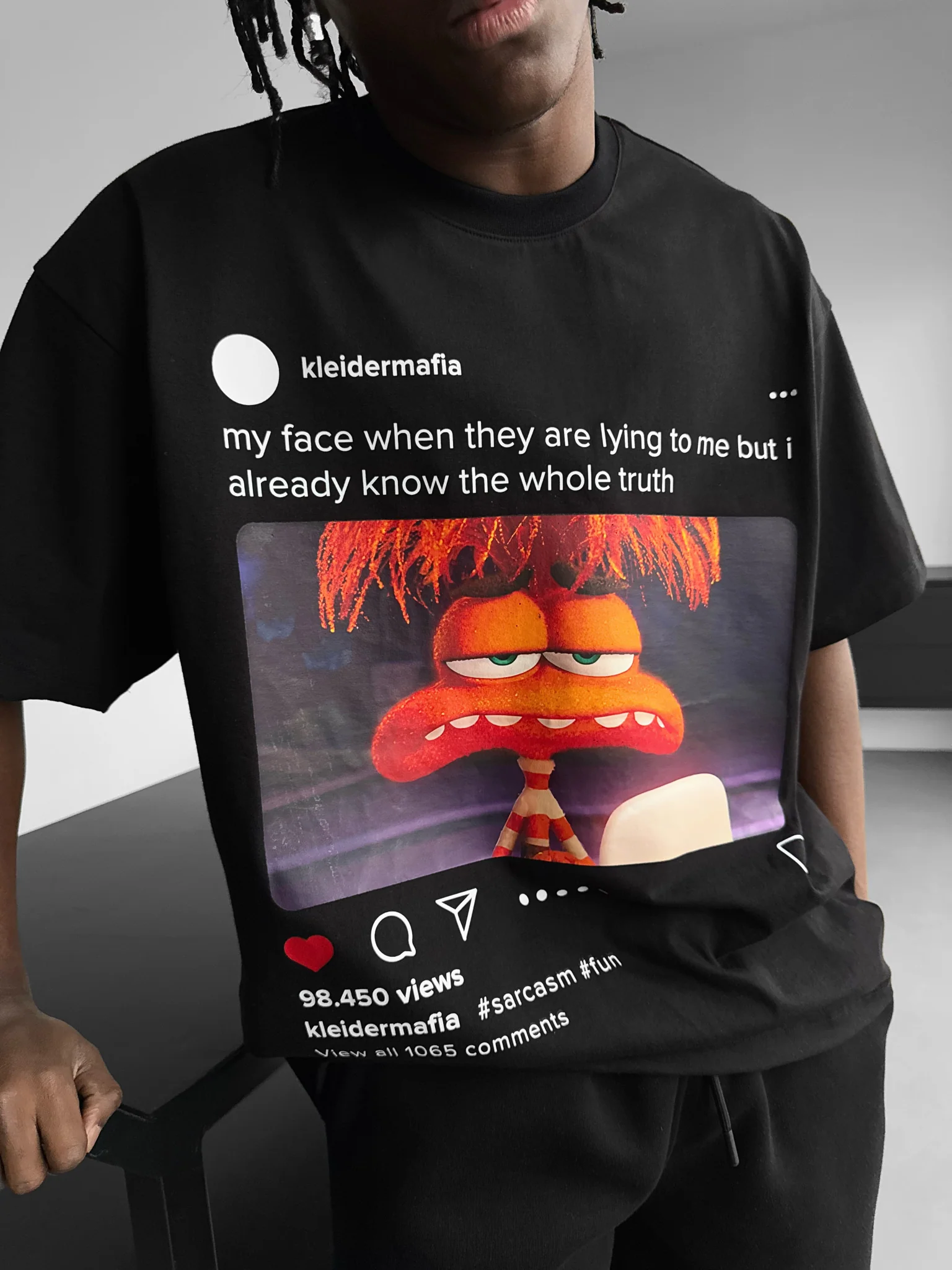 Oversize Sarcasm Post T-Shirt - Black - Image 2