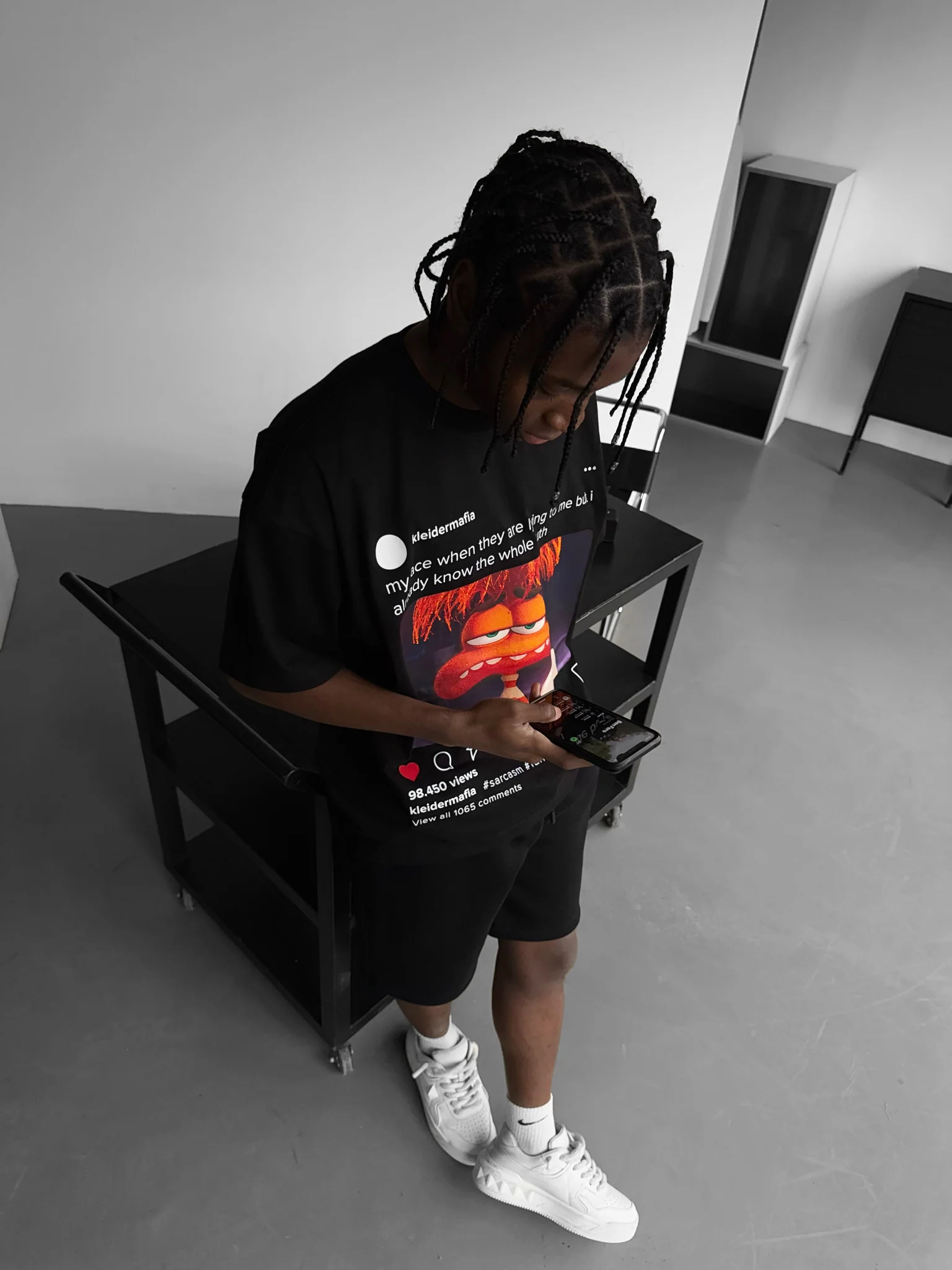 Oversize Sarcasm Post T-Shirt - Black - Image 4