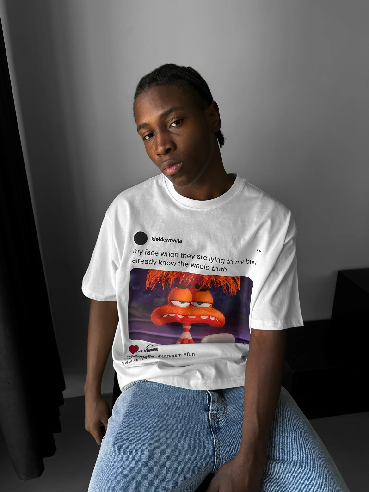 Oversize Sarcasm Post T-Shirt - Ecru