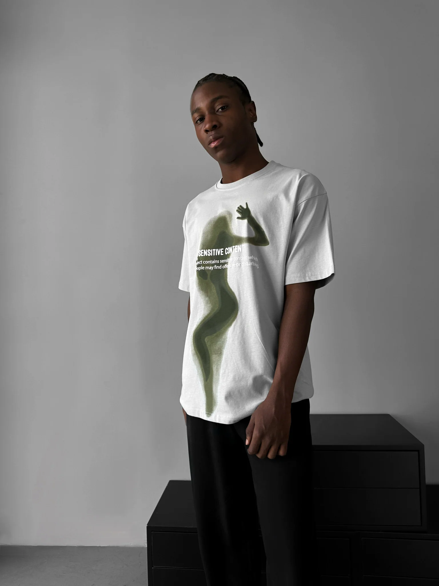 Oversize Sensitive Content T-Shirt - Grey - Image 2