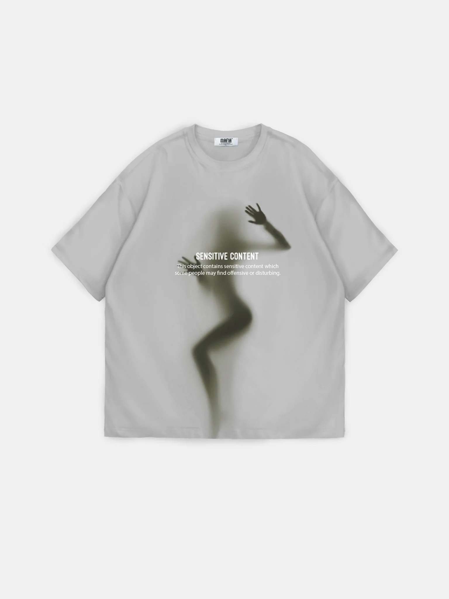 Oversize Sensitive Content T-Shirt - Grey - Image 5