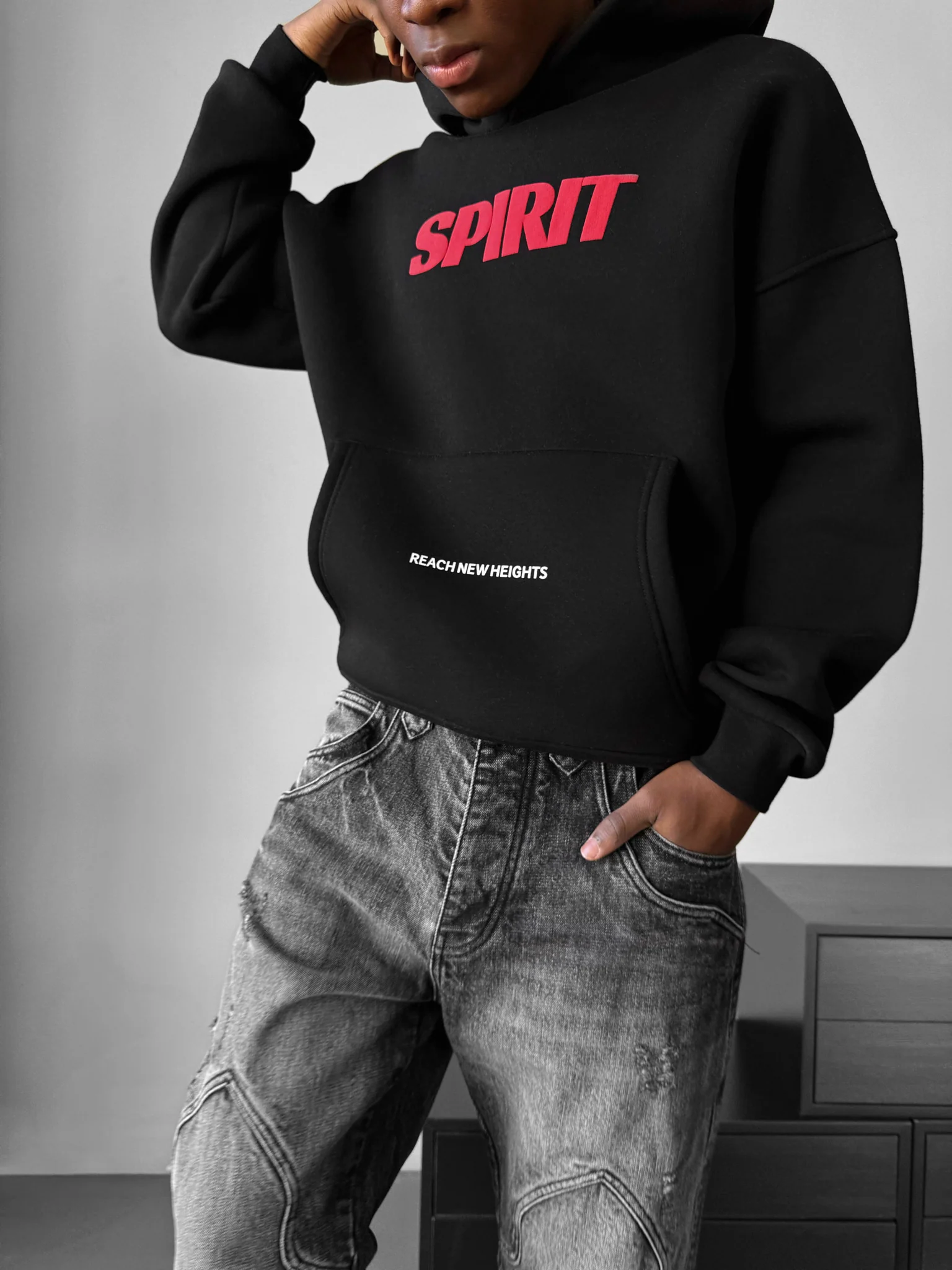 Oversize Spirit Hoodie - Black - Image 2