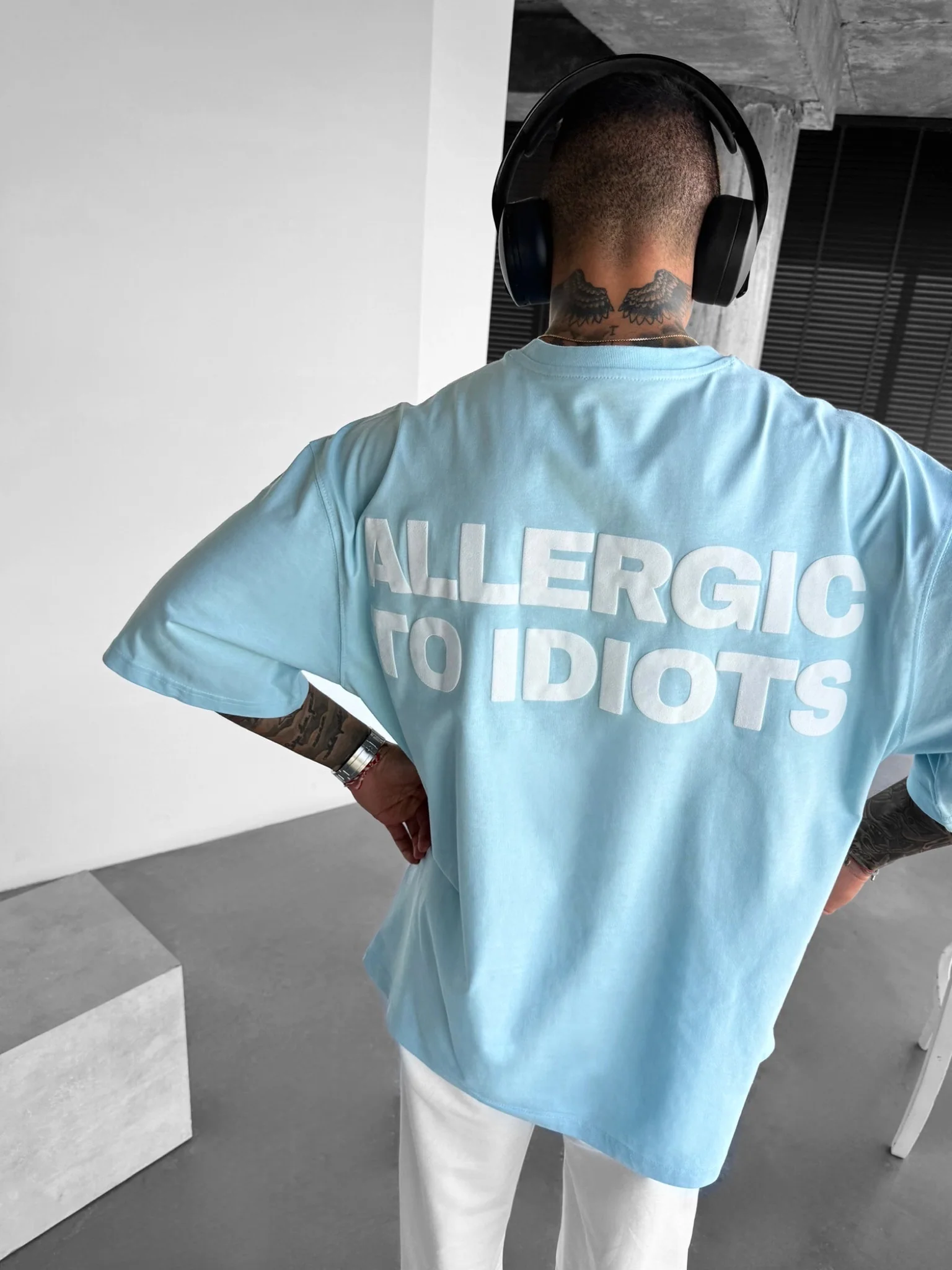 Oversize Statement T-shirt - Blue - Image 2