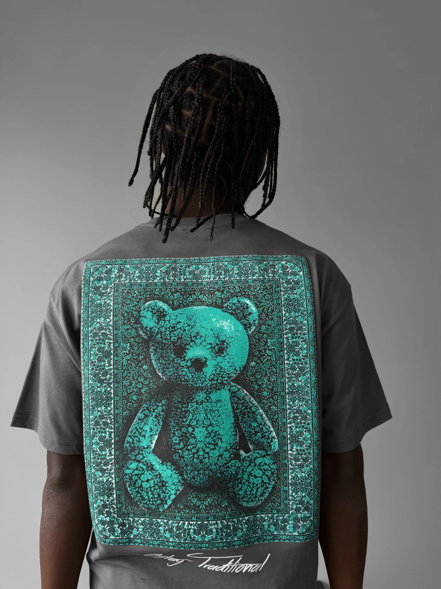 Oversize 'Stay Traditional' T-Shirt - Anthracite