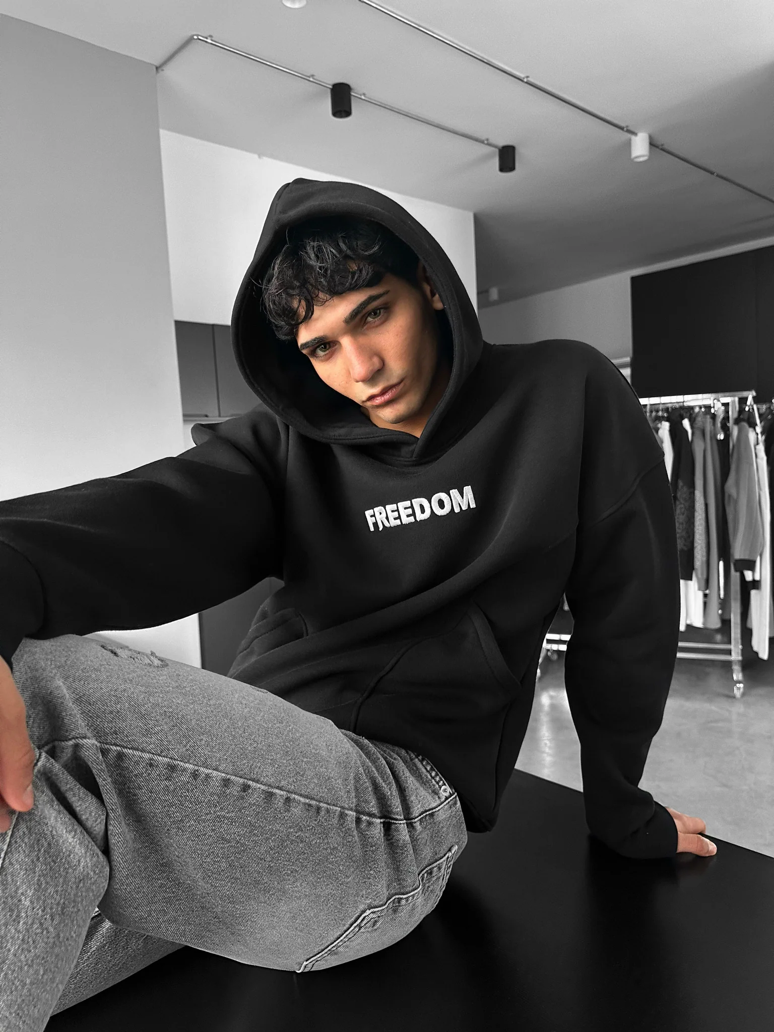 Oversize Stitches Hoodie - Black