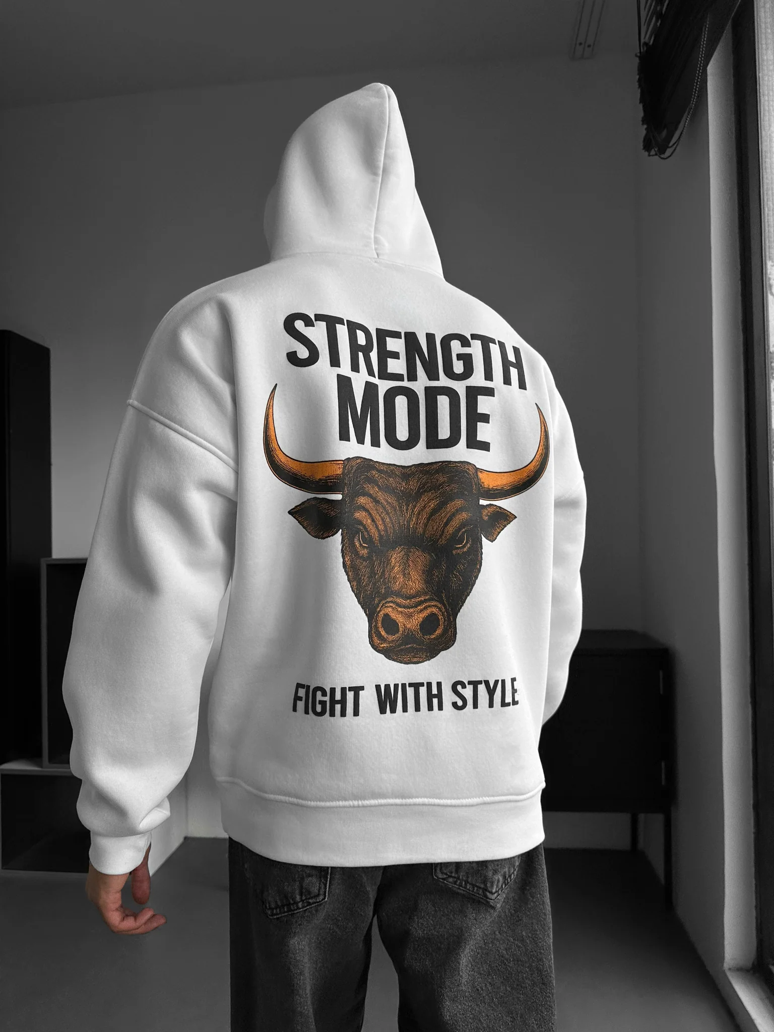 Oversize Strength Mode Hoodie - White - Image 3
