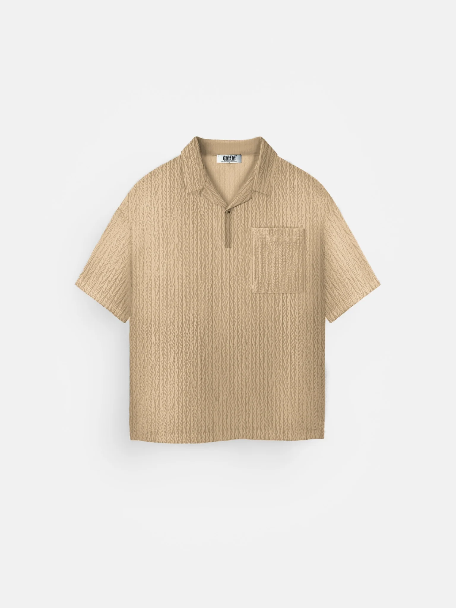 Oversize Structured Polo T-Shirt - Almond Buff - Image 5