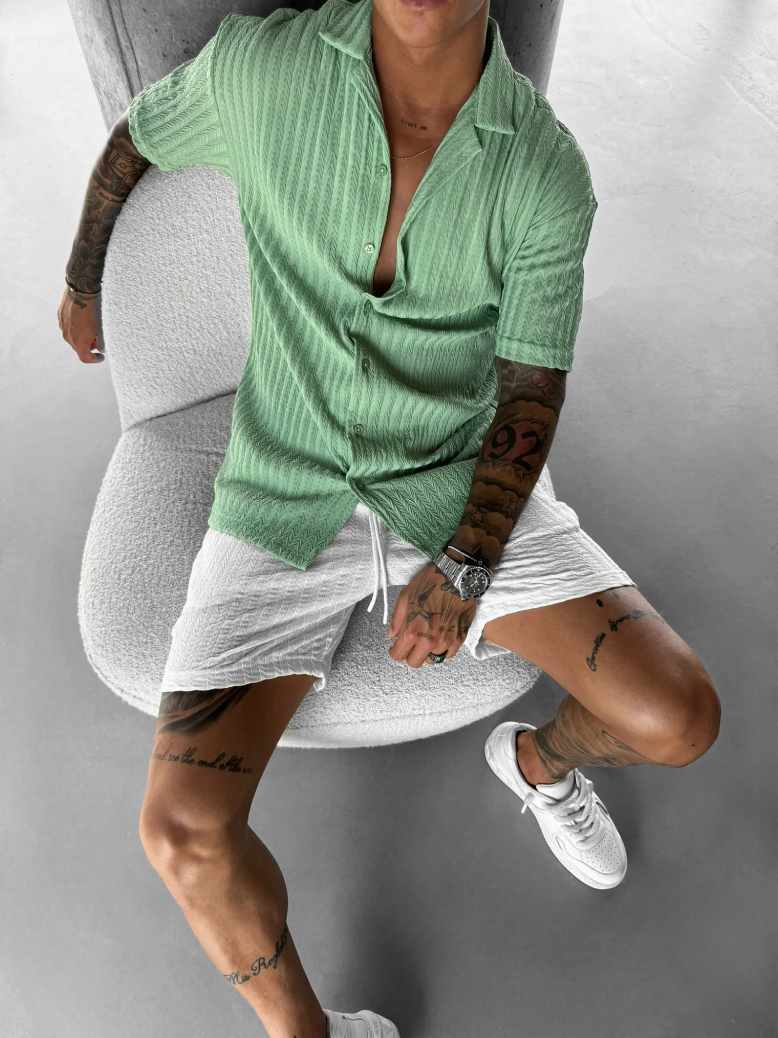 Oversize Structured Shirt - Quiet Green