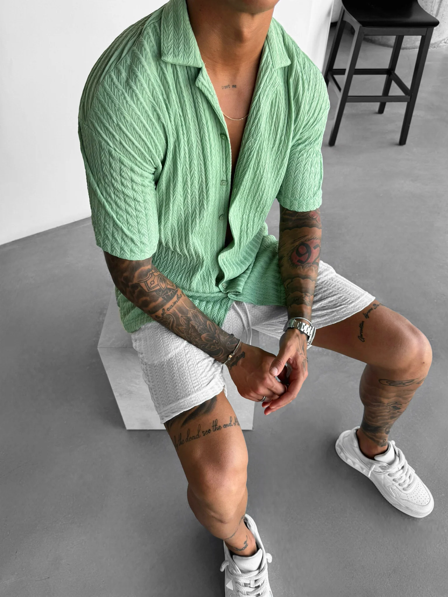 Oversize Structured Shirt - Quiet Green - Image 5