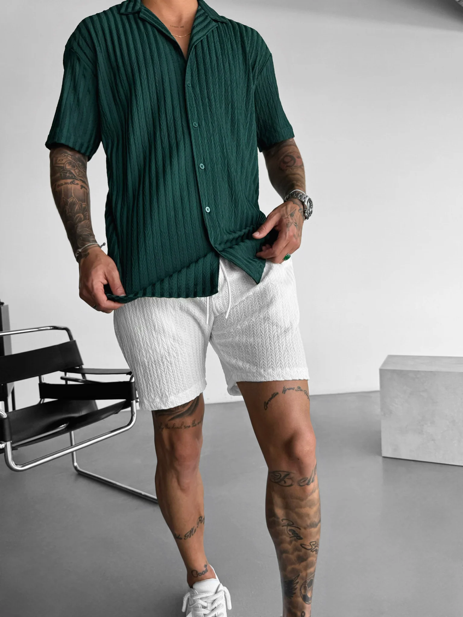 Oversize Structured Shirt - Rain Forest - Image 4