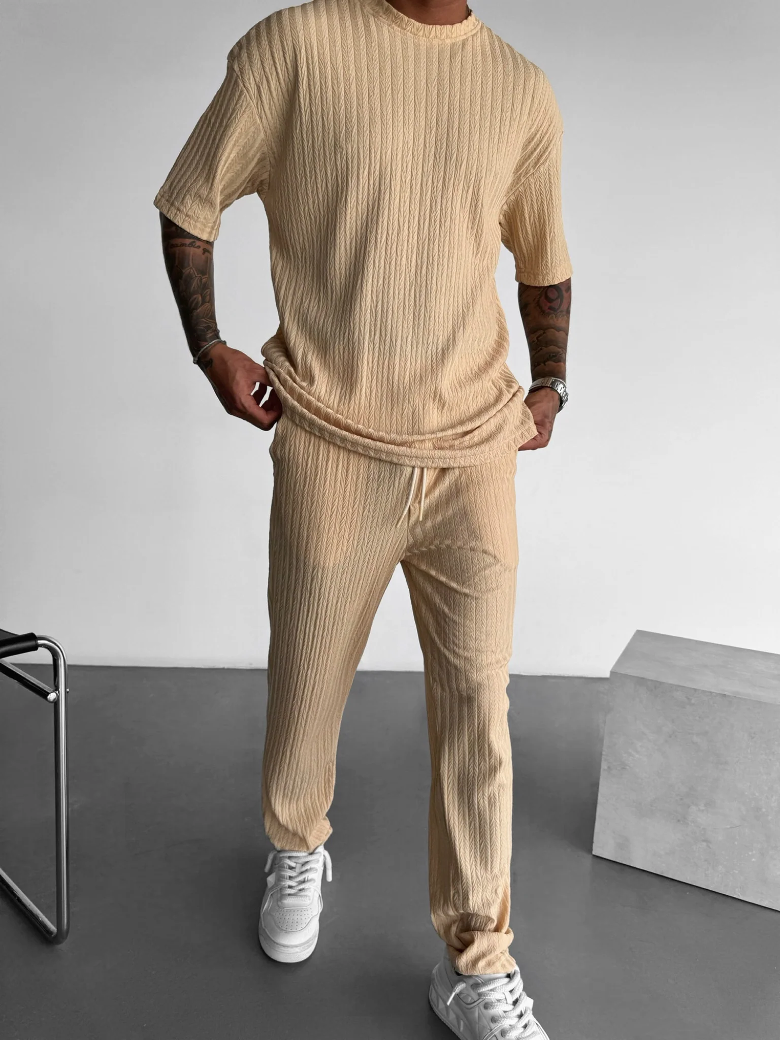 Oversize Structured T-Shirt - Almond Buff - Image 2