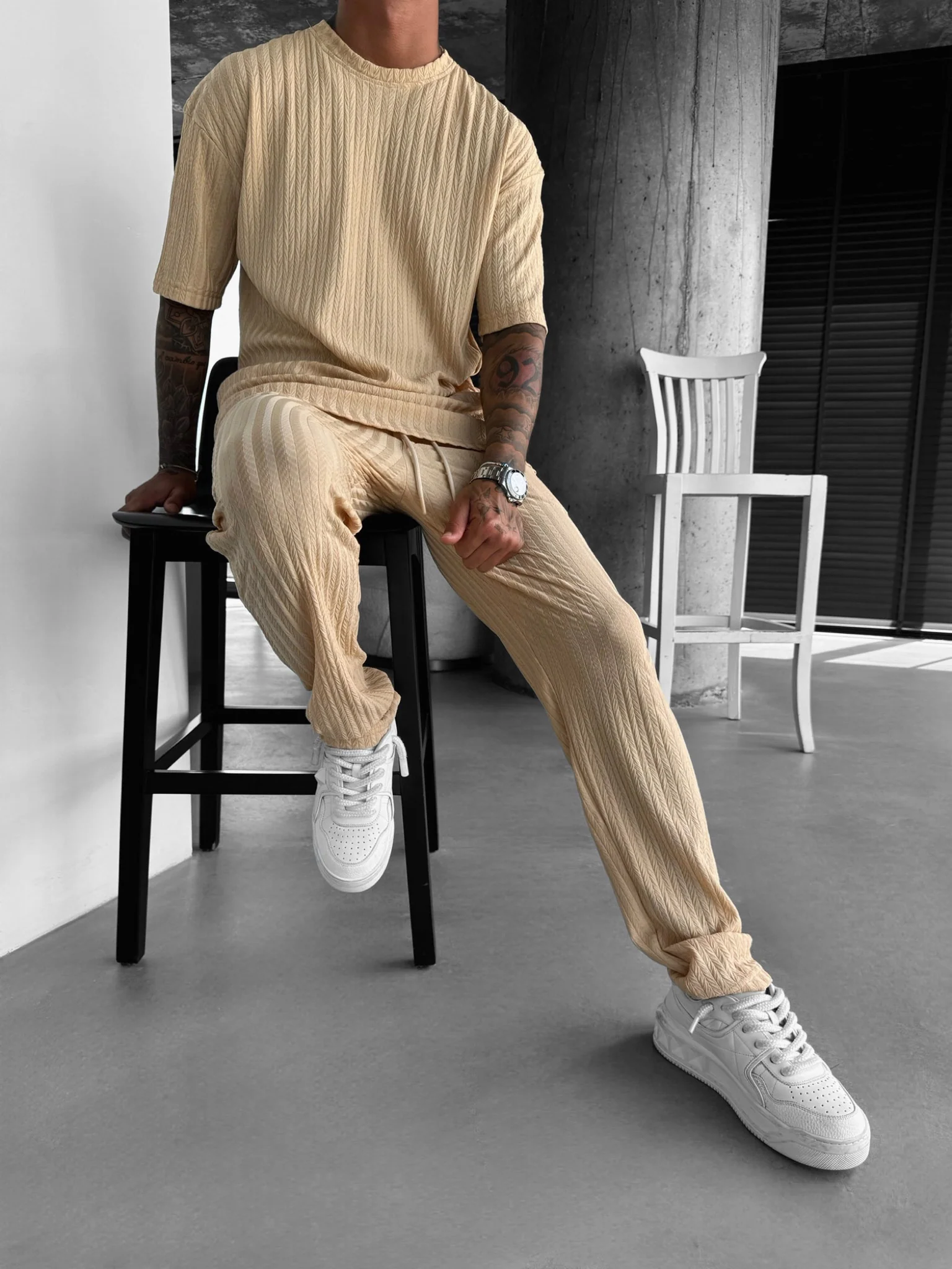 Oversize Structured T-Shirt - Almond Buff - Image 3