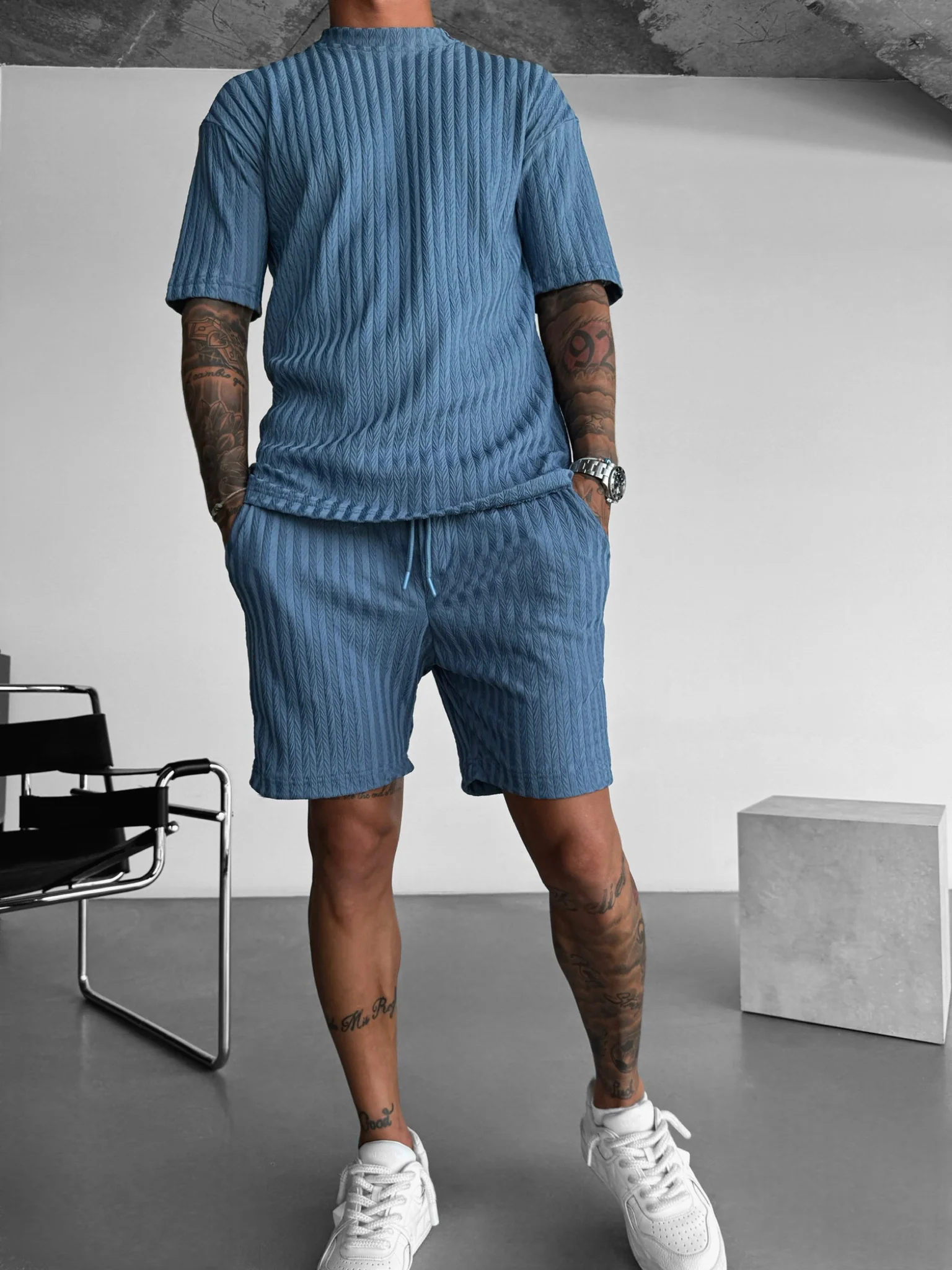 Oversize Structured T-Shirt - Coronet Blue - Image 2