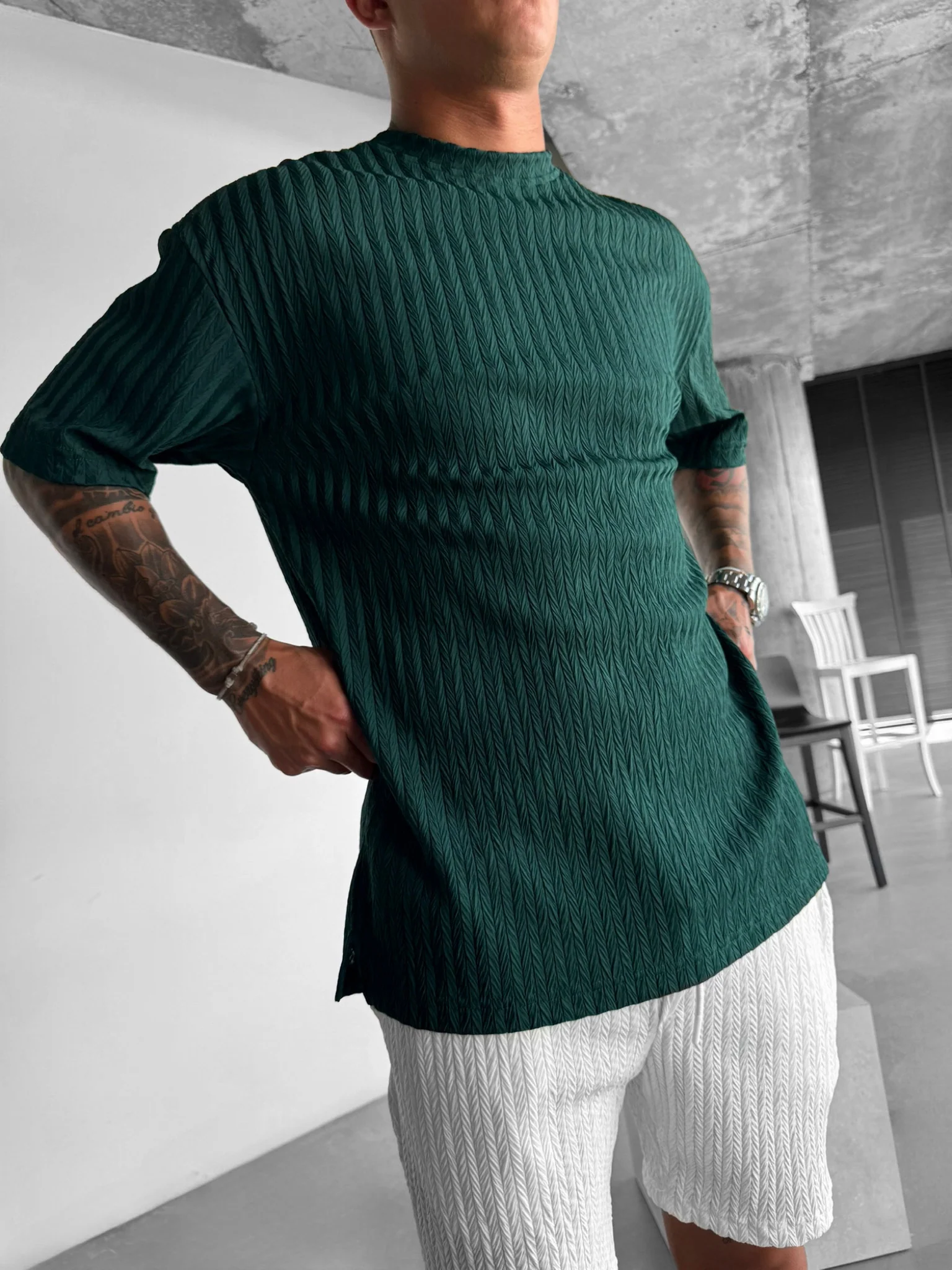 Oversize Structured T-Shirt - Rain Forest