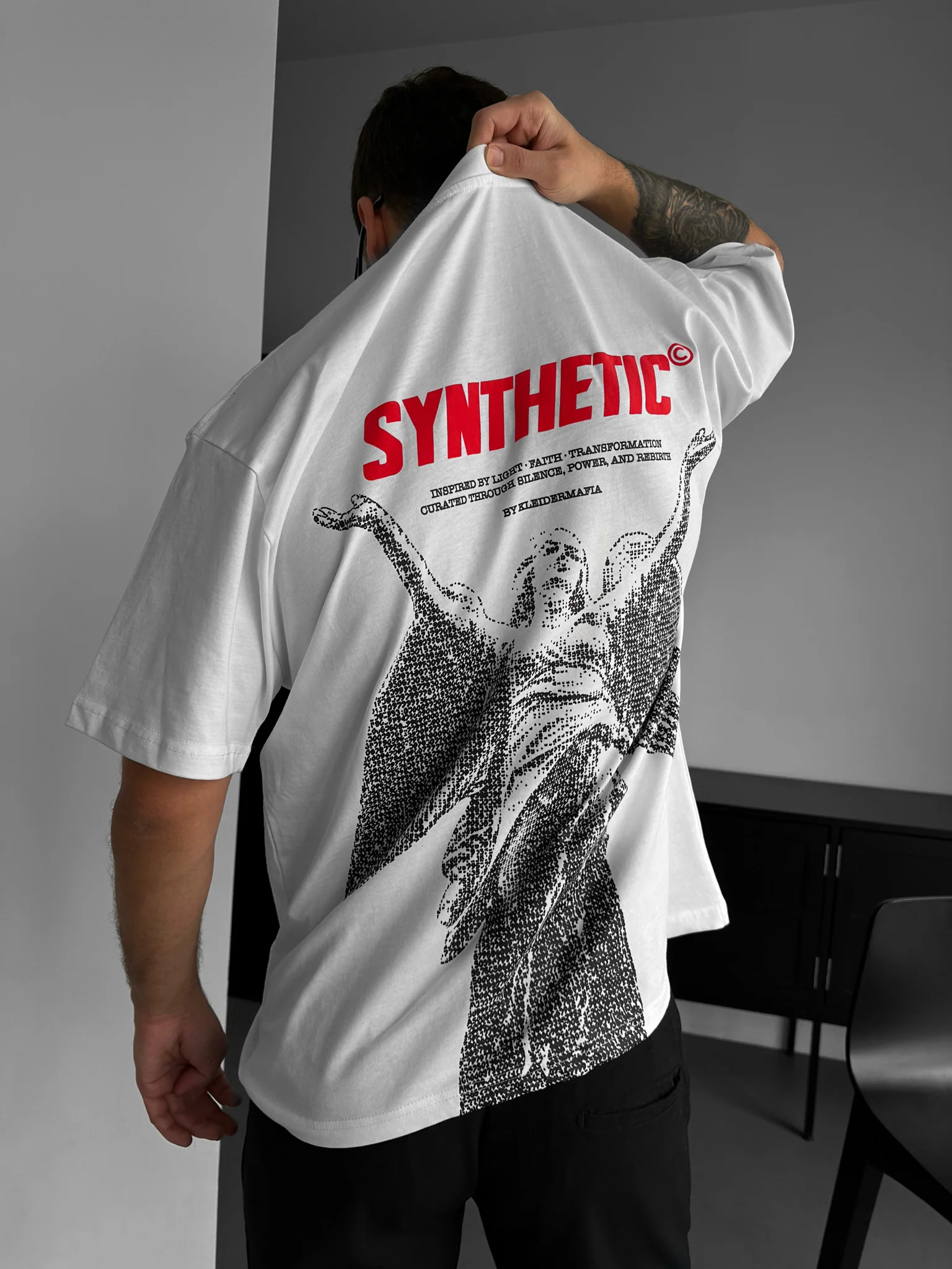 Oversize Synthetic T-shirt - Ecru - Image 3