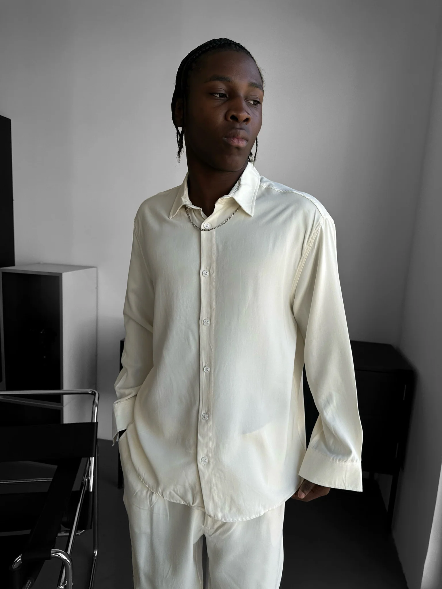 Oversize Tencel Shirt - Ecru - Image 2