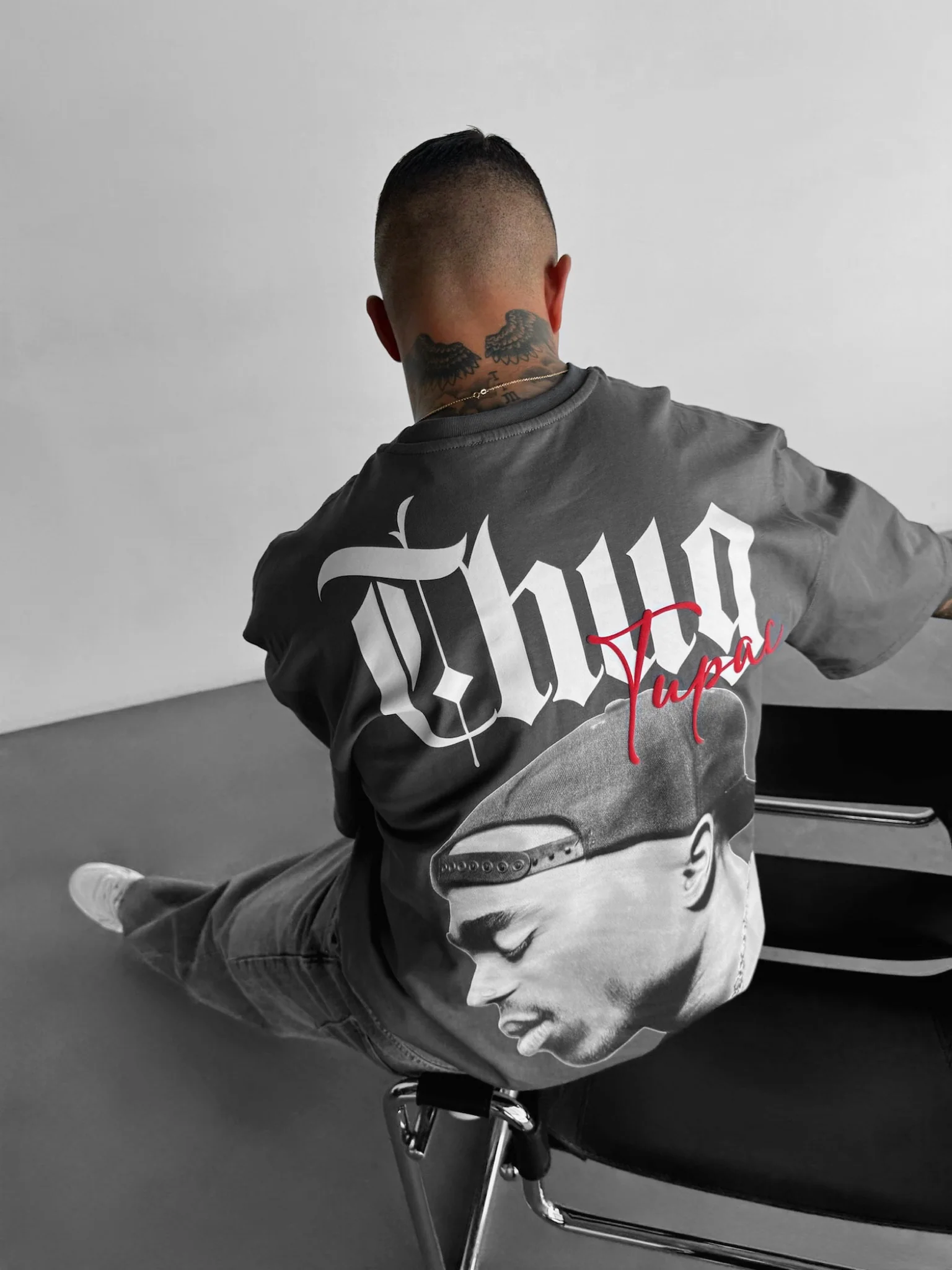 Oversize Thug Life T-shirt - Anthracite - Image 3