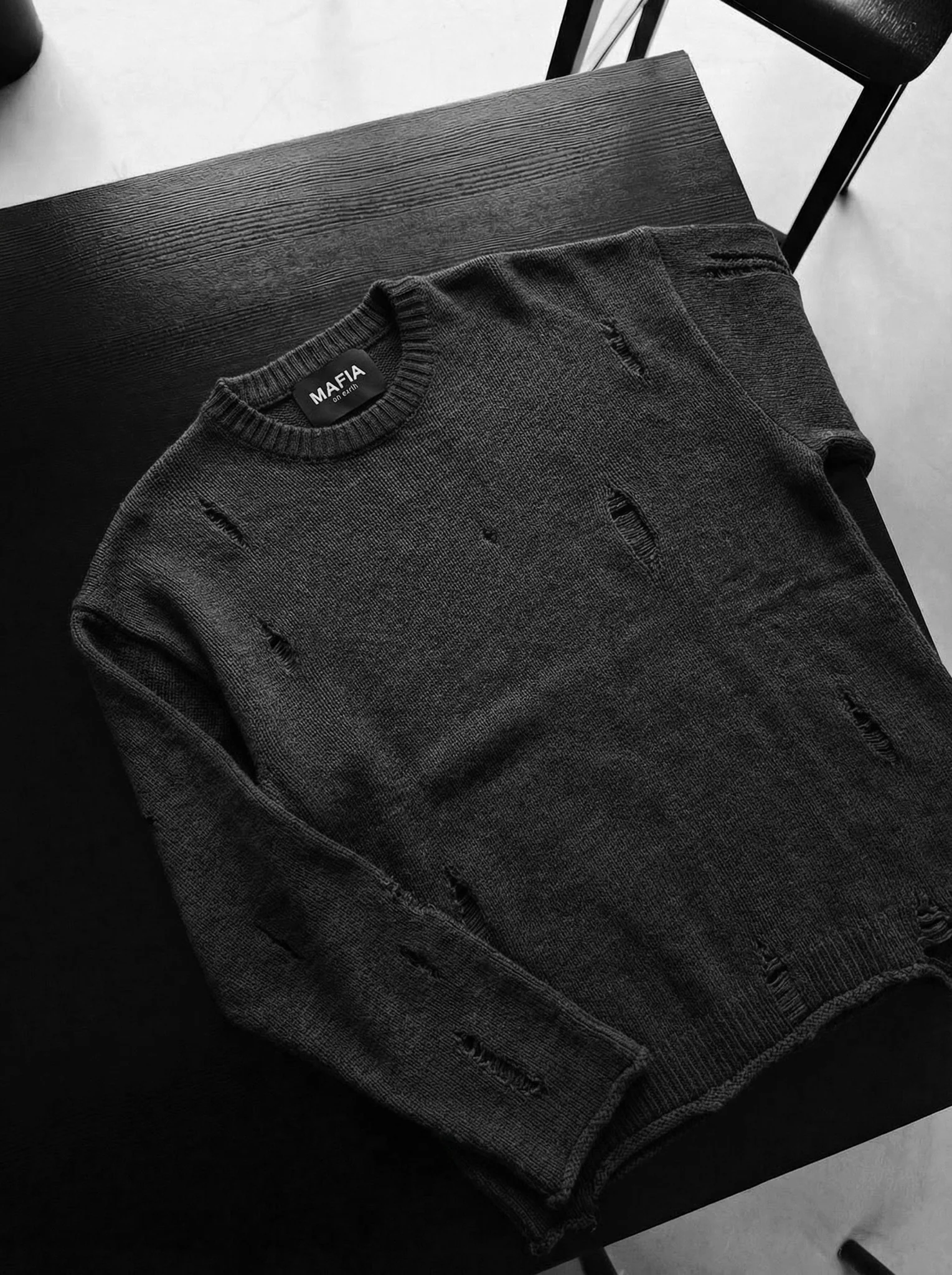 Oversize Torn Sweater - Anthracite